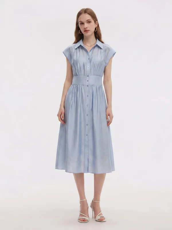 Tencel Blend Women Midi Shirt Dress With Slip made by Goelia