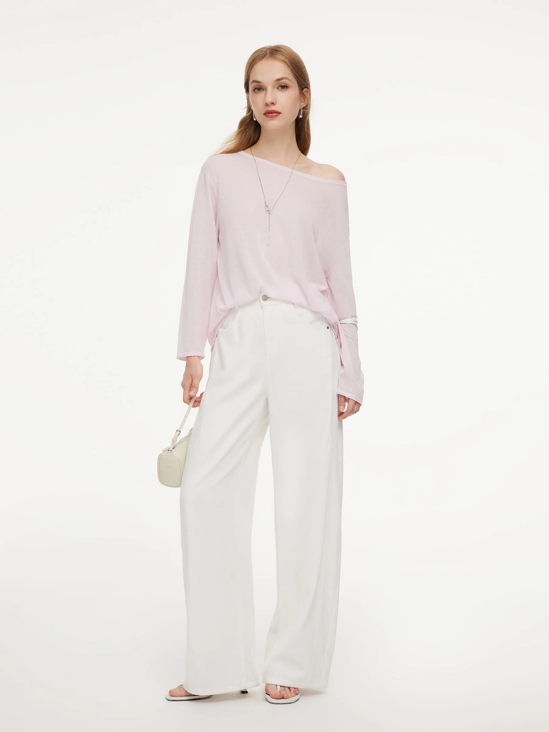 Triacetate Linen Cotton Blend Boat Neck Women Lightweight Knit Top sold by Goelia product image thumbnail 4