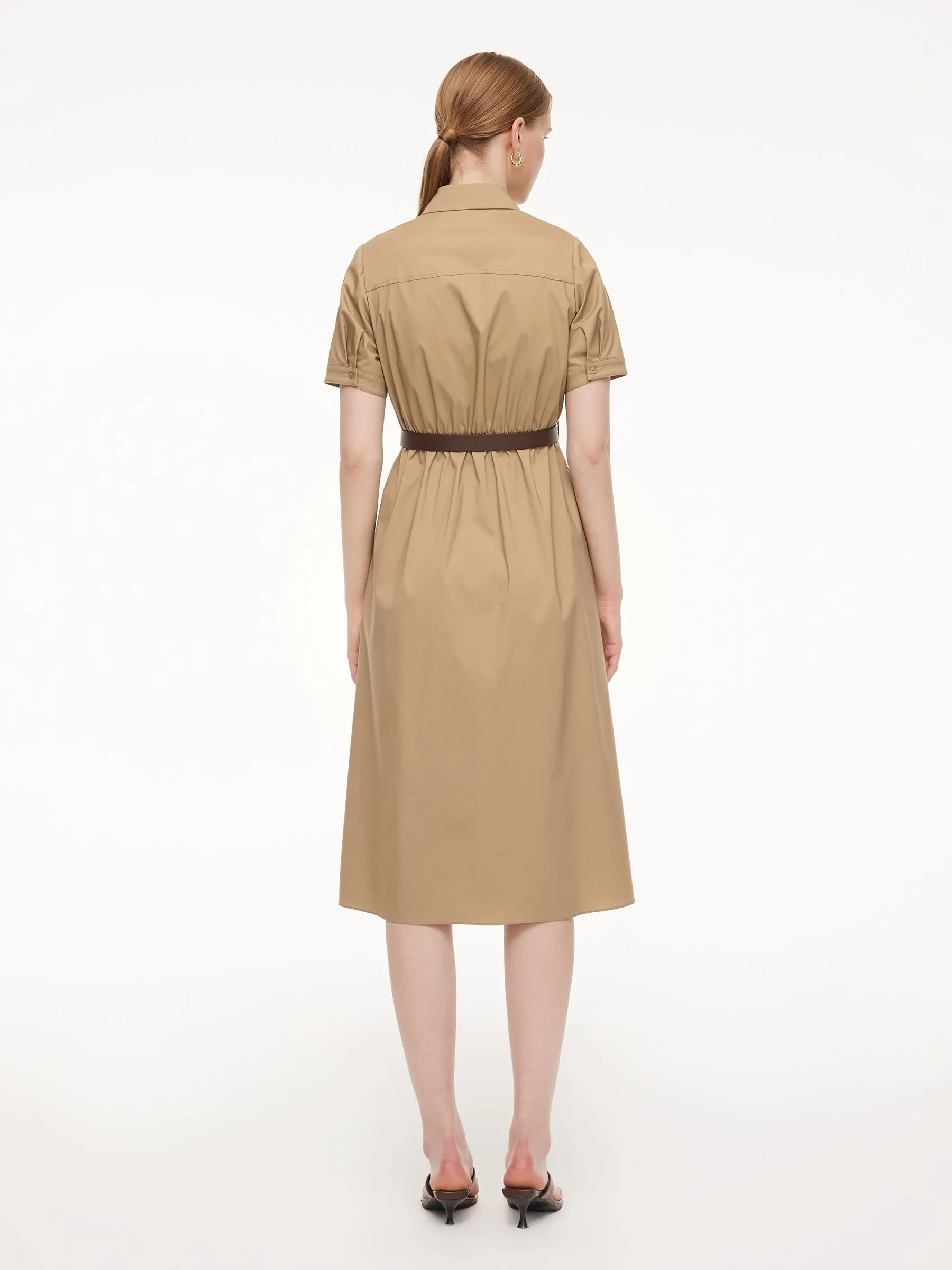 Cotton Blend Women Midi Shirt Dress With Leather Belt sold by Goelia product image thumbnail 3