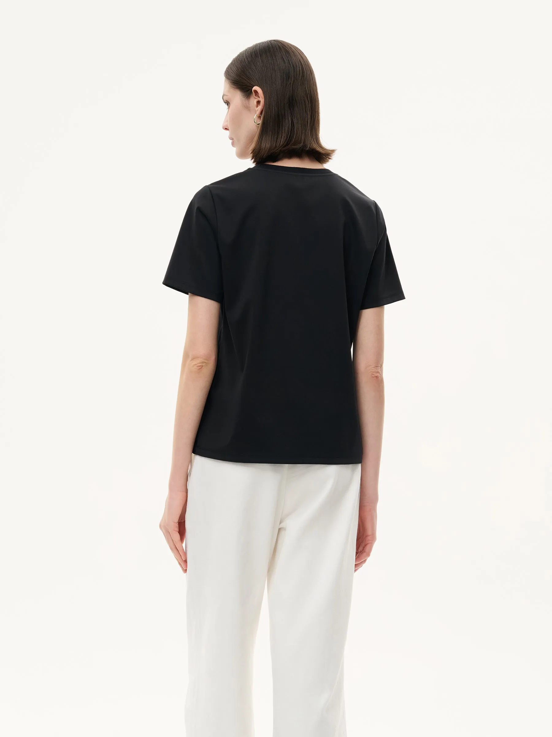 22MM Mulberry Silk Tencel Blend Women Letter Print T-Shirt sold by Goelia product image thumbnail 4