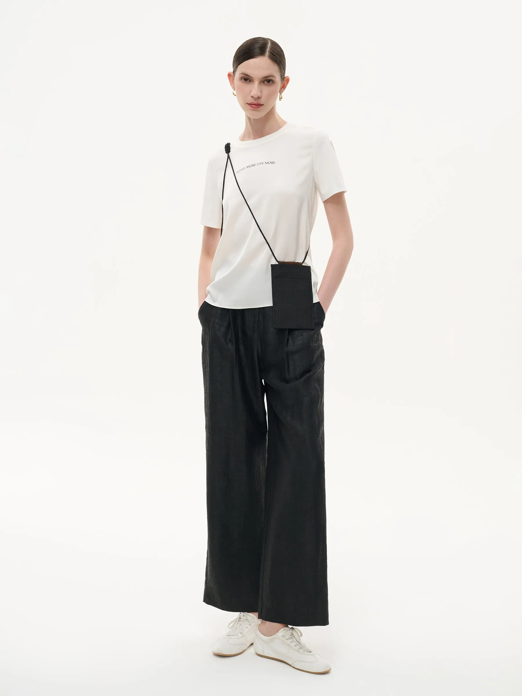 22MM Mulberry Silk Tencel Blend Women Letter Print T-Shirt sold by Goelia product image thumbnail 3