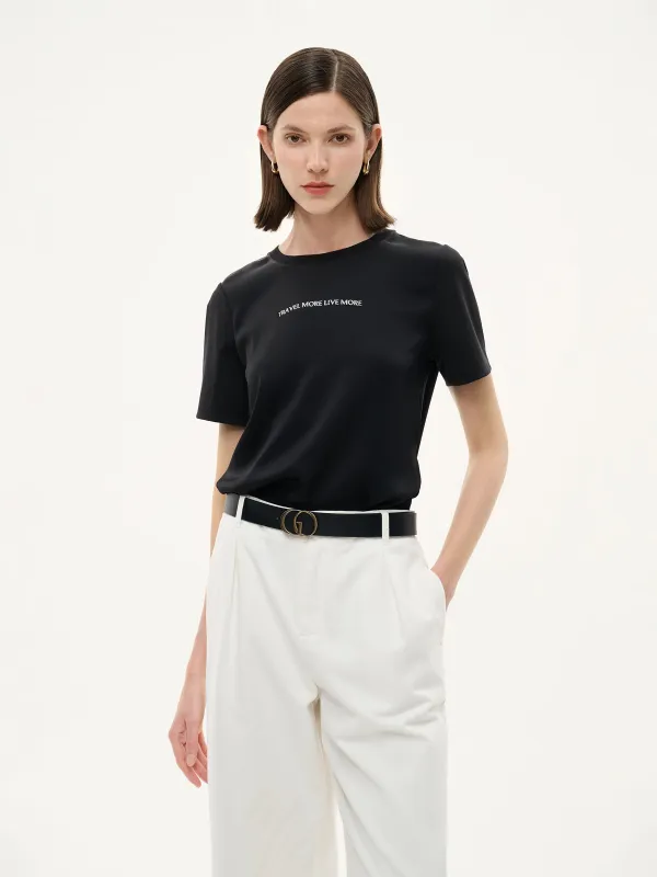 22MM Mulberry Silk Tencel Blend Women Letter Print T-Shirt made by Goelia