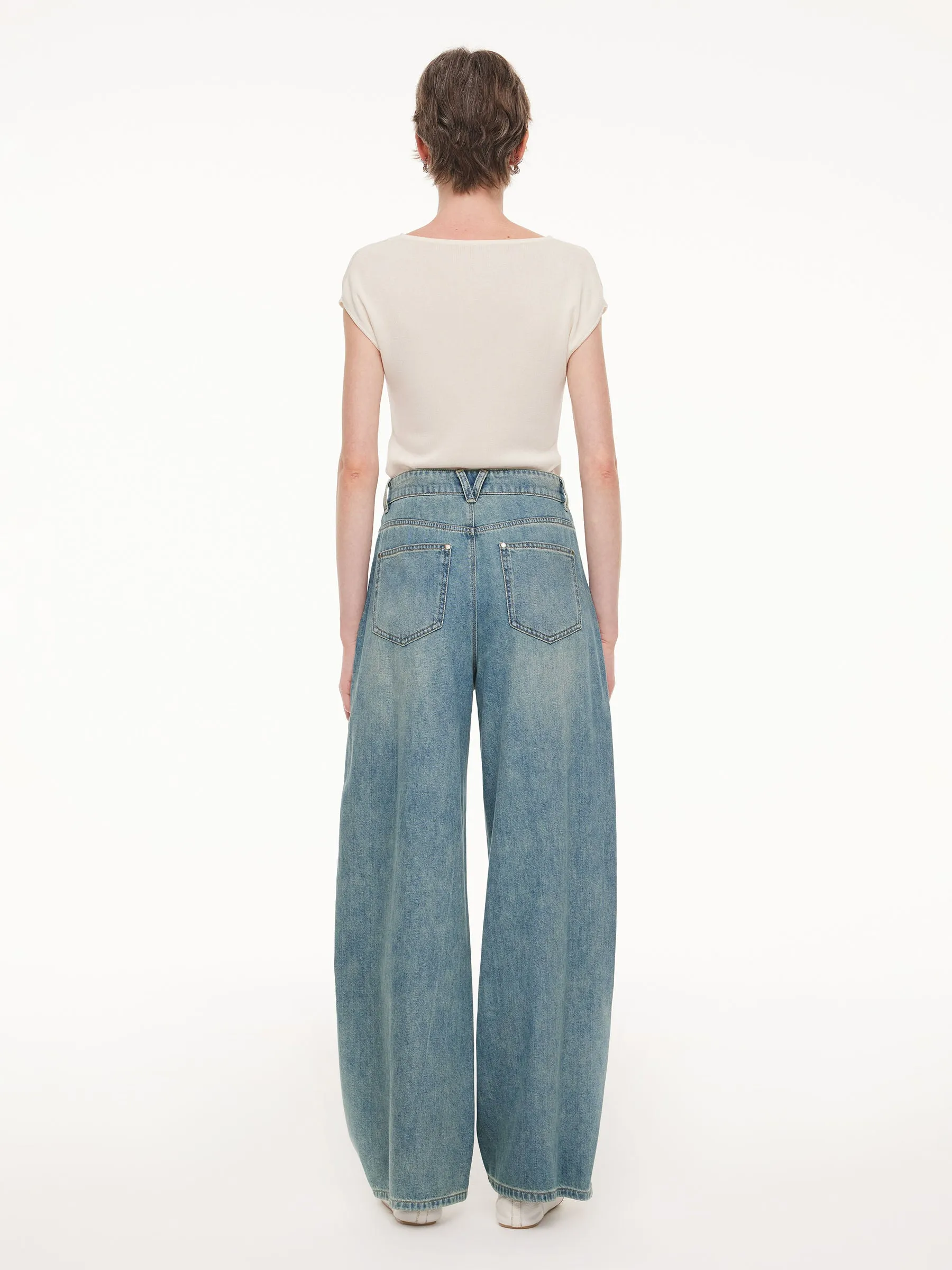 100% Cotton Denim Women Curved Leg Jeans sold by Goelia product image thumbnail 3