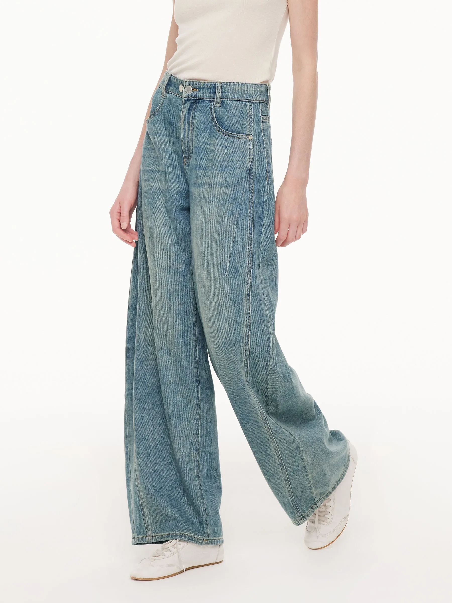 100% Cotton Denim Women Curved Leg Jeans sold by Goelia product image thumbnail 5