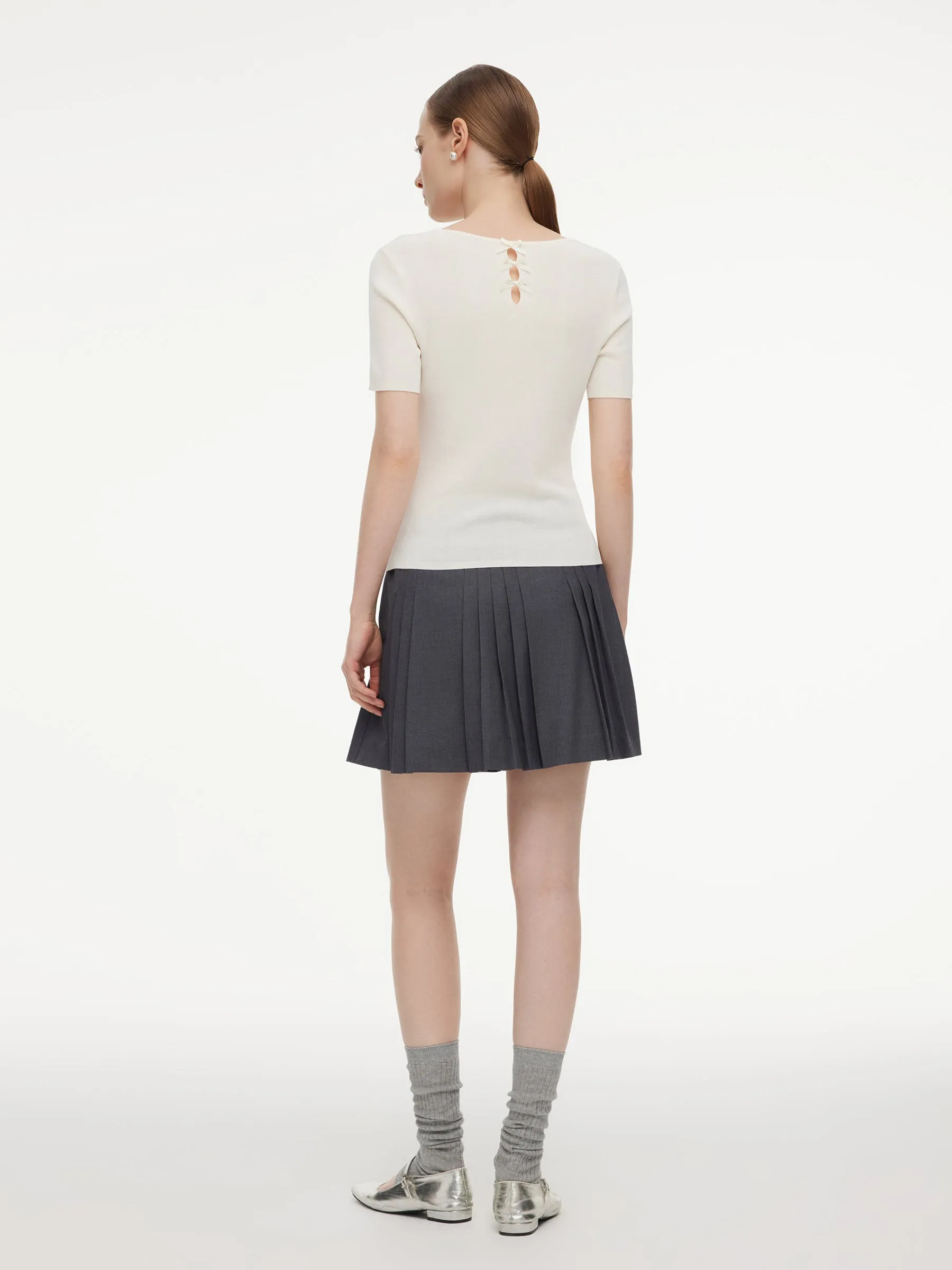 A-Line Pleated Women Skirt With Belt sold by Goelia product image thumbnail 5