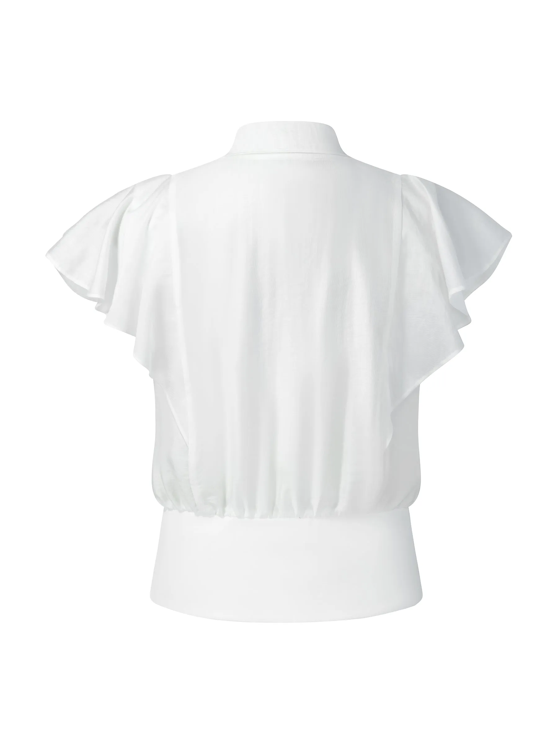 100% Cotton Ruffle Sleeve Women Blouse With Detachable Scarf Buckle sold by Goelia product image thumbnail 2