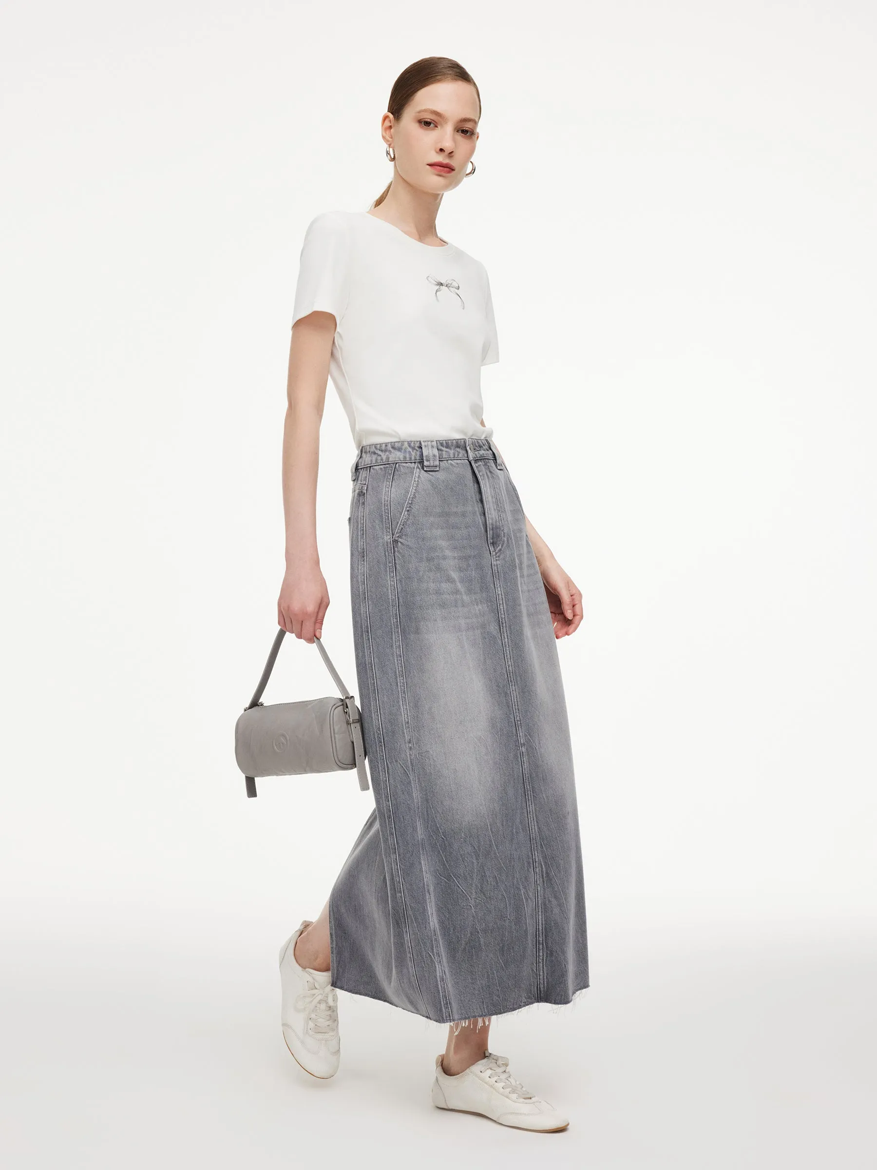 Lyocell Cotton Blend Denim Women Column Skirt sold by Goelia product image thumbnail 3