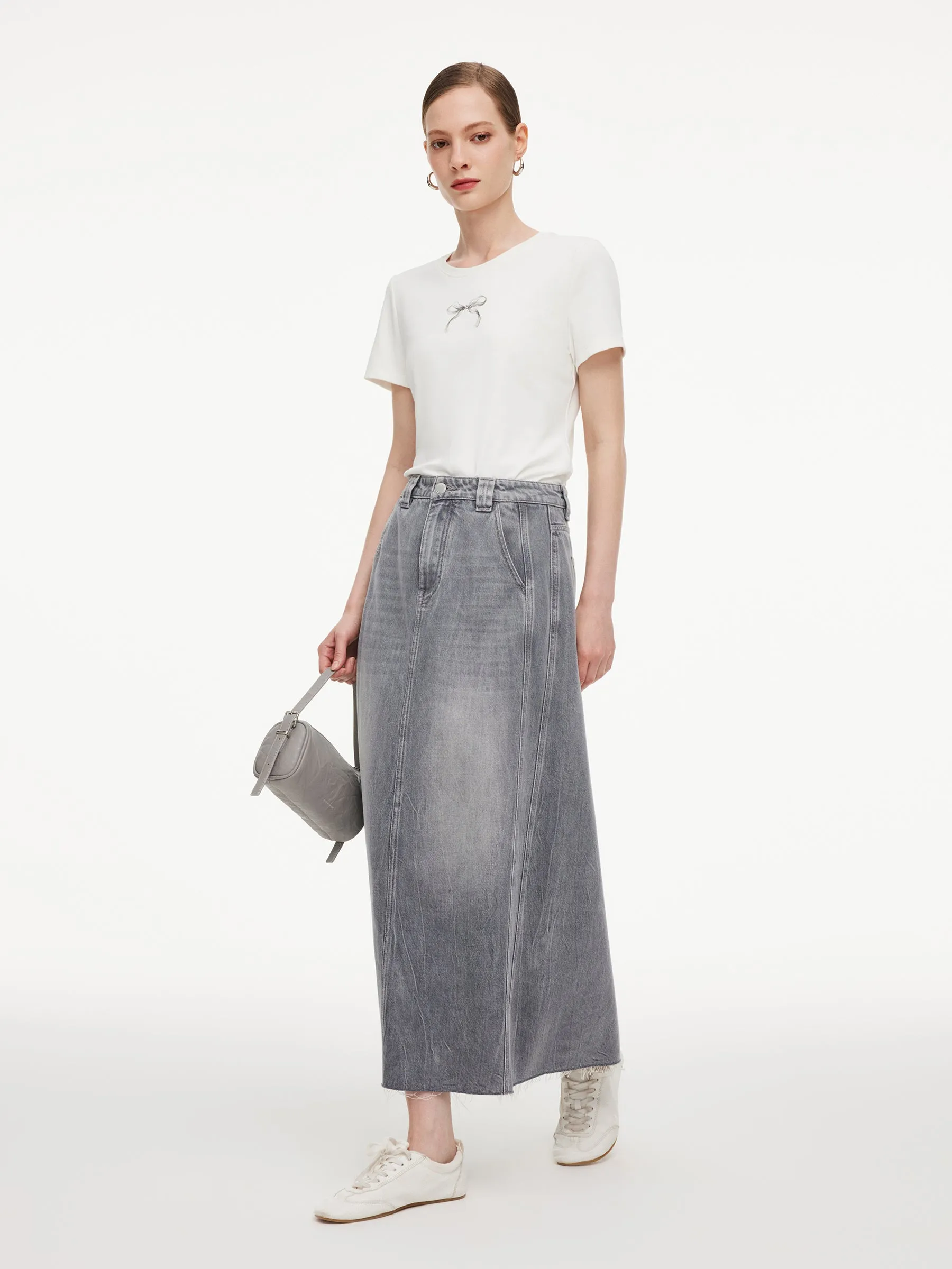 Lyocell Cotton Blend Denim Women Column Skirt sold by Goelia product image thumbnail 2