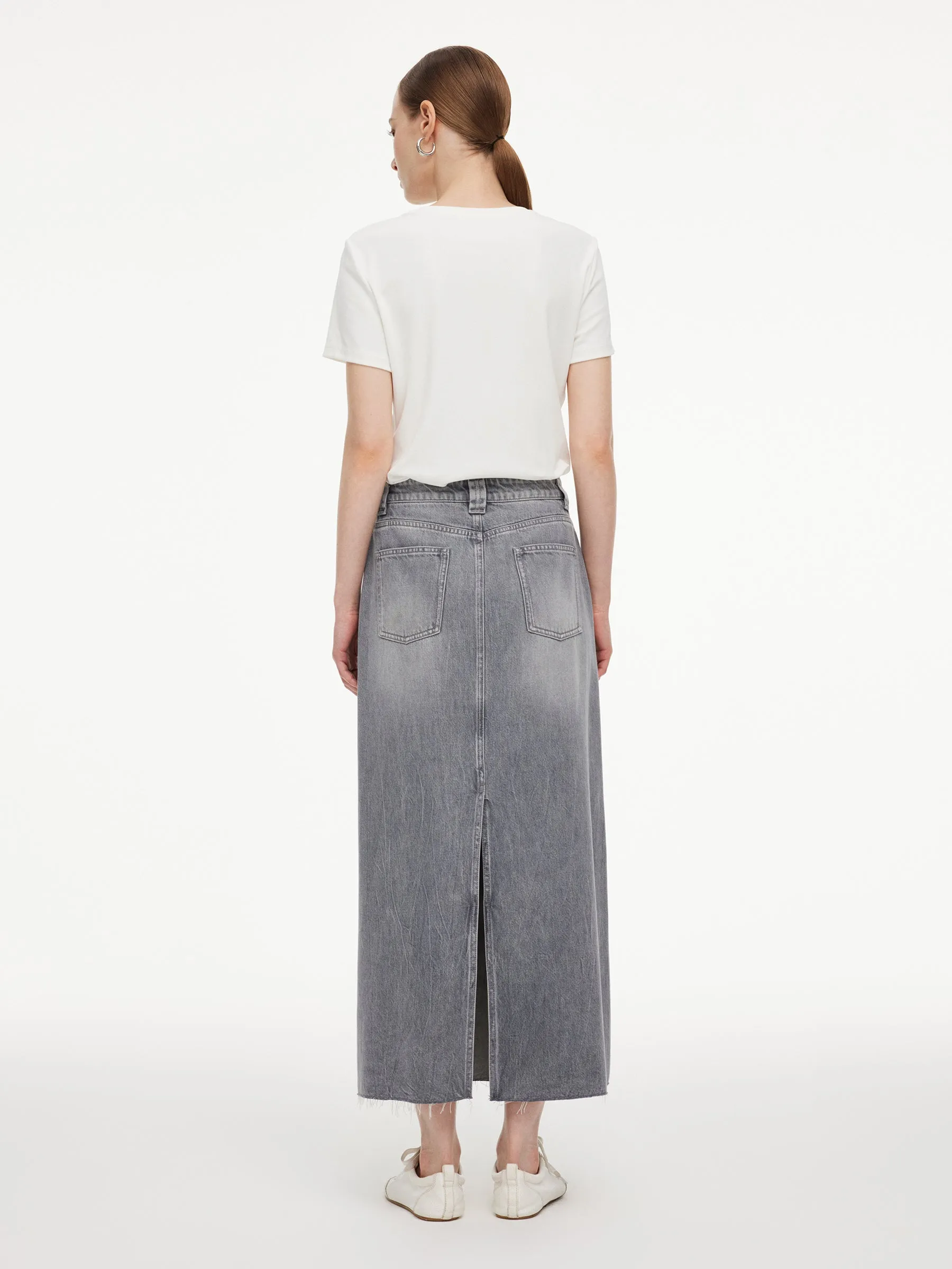 Lyocell Cotton Blend Denim Women Column Skirt sold by Goelia product image thumbnail 4
