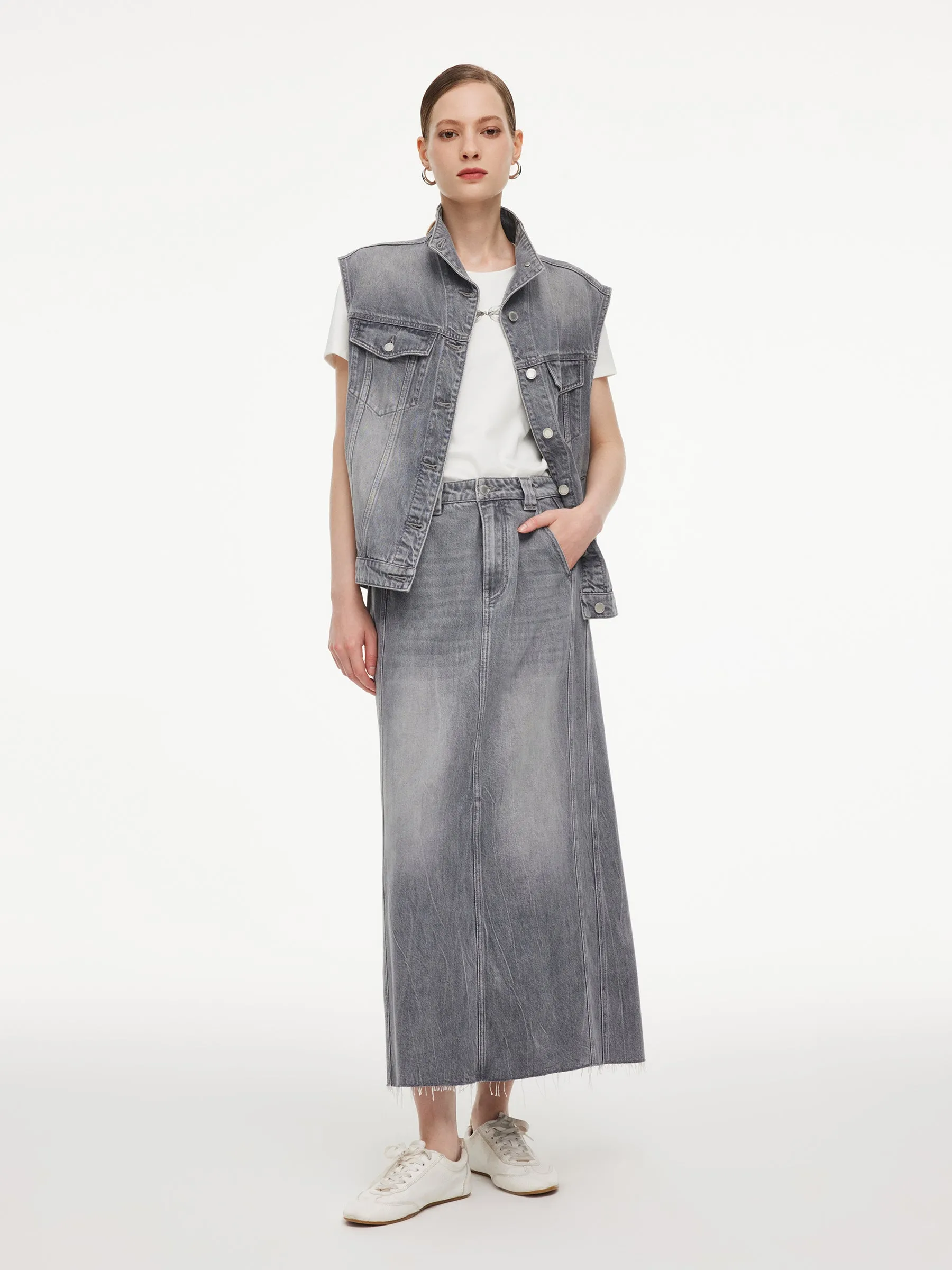 Lyocell Cotton Blend Denim Women Column Skirt sold by Goelia product image thumbnail 5