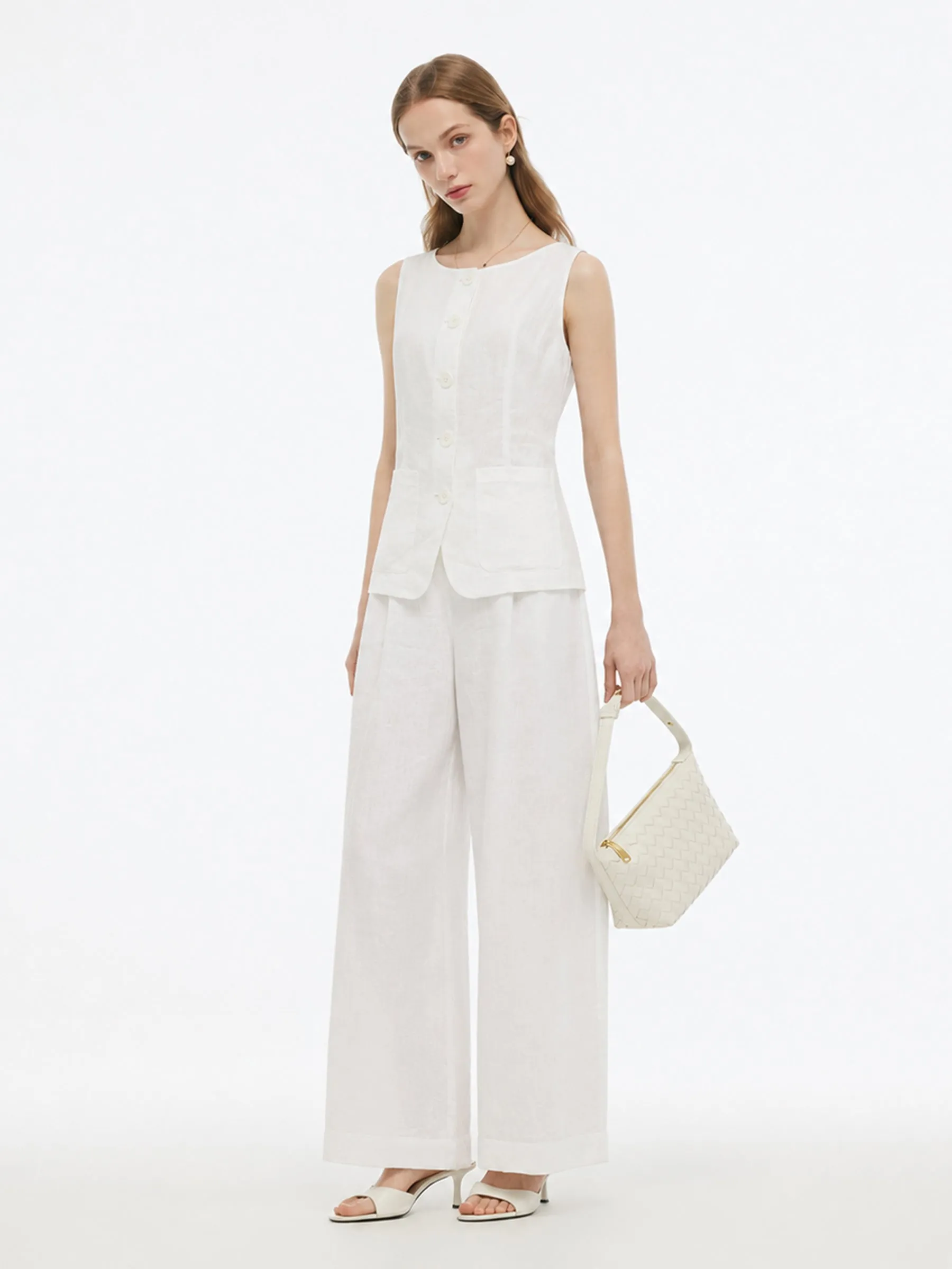 100% Linen Vest And Pants Two-Piece Set sold by Goelia product image thumbnail 3