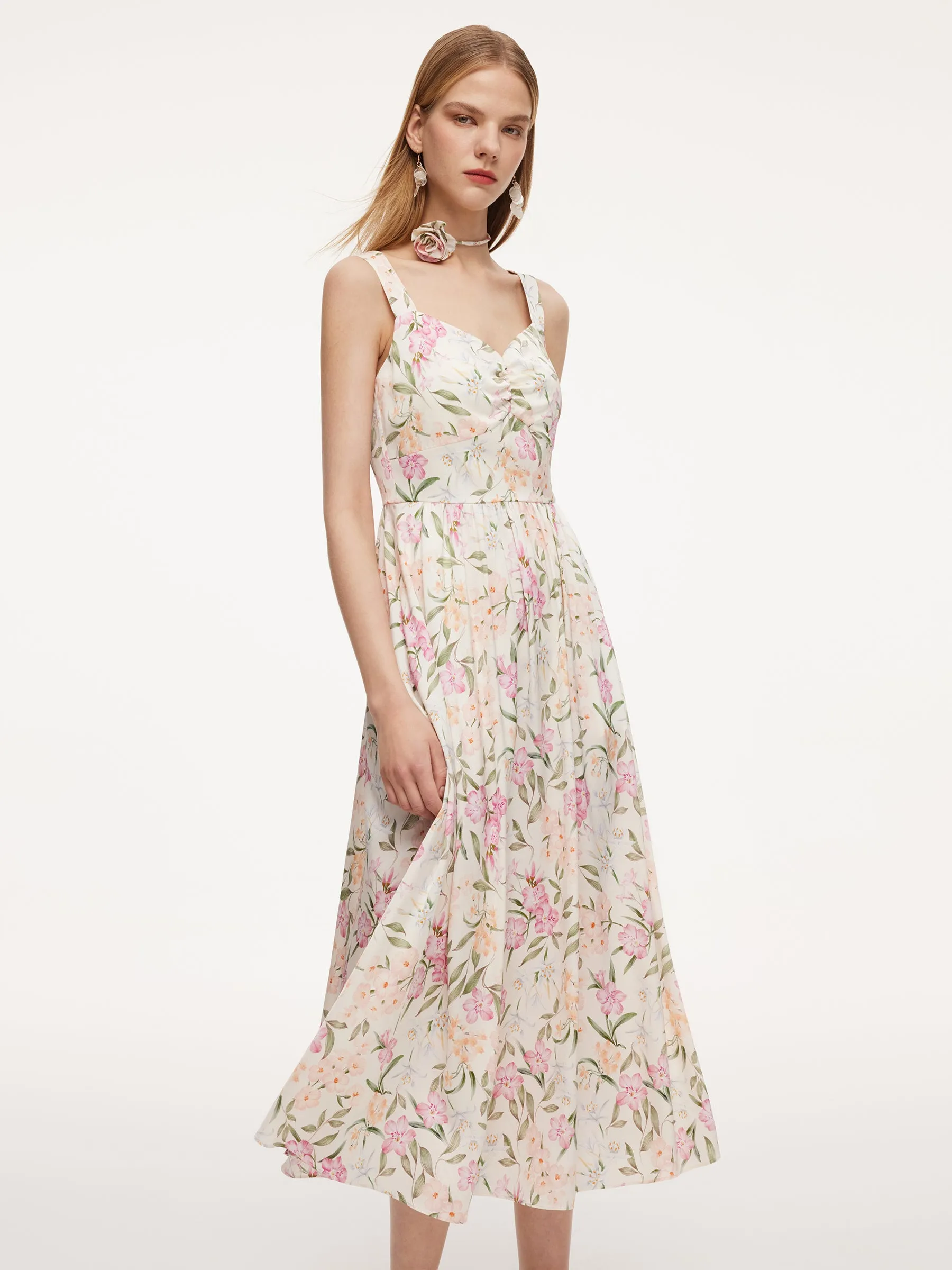 19MM Mulberry Silk Floral Print Women Maxi Dress With Ribbon sold by Goelia product image thumbnail 5