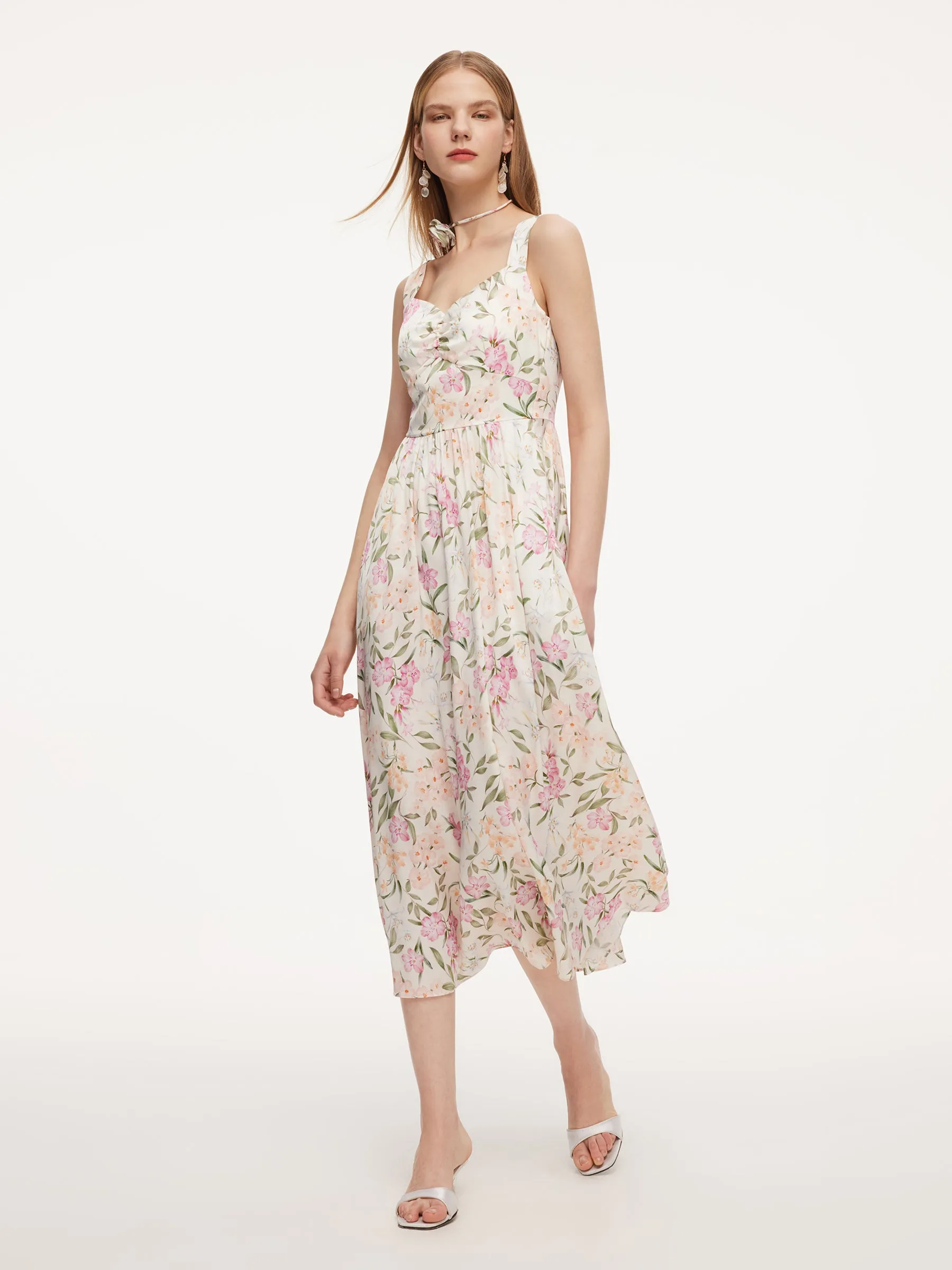 19MM Mulberry Silk Floral Print Women Maxi Dress With Ribbon sold by Goelia product image thumbnail 2
