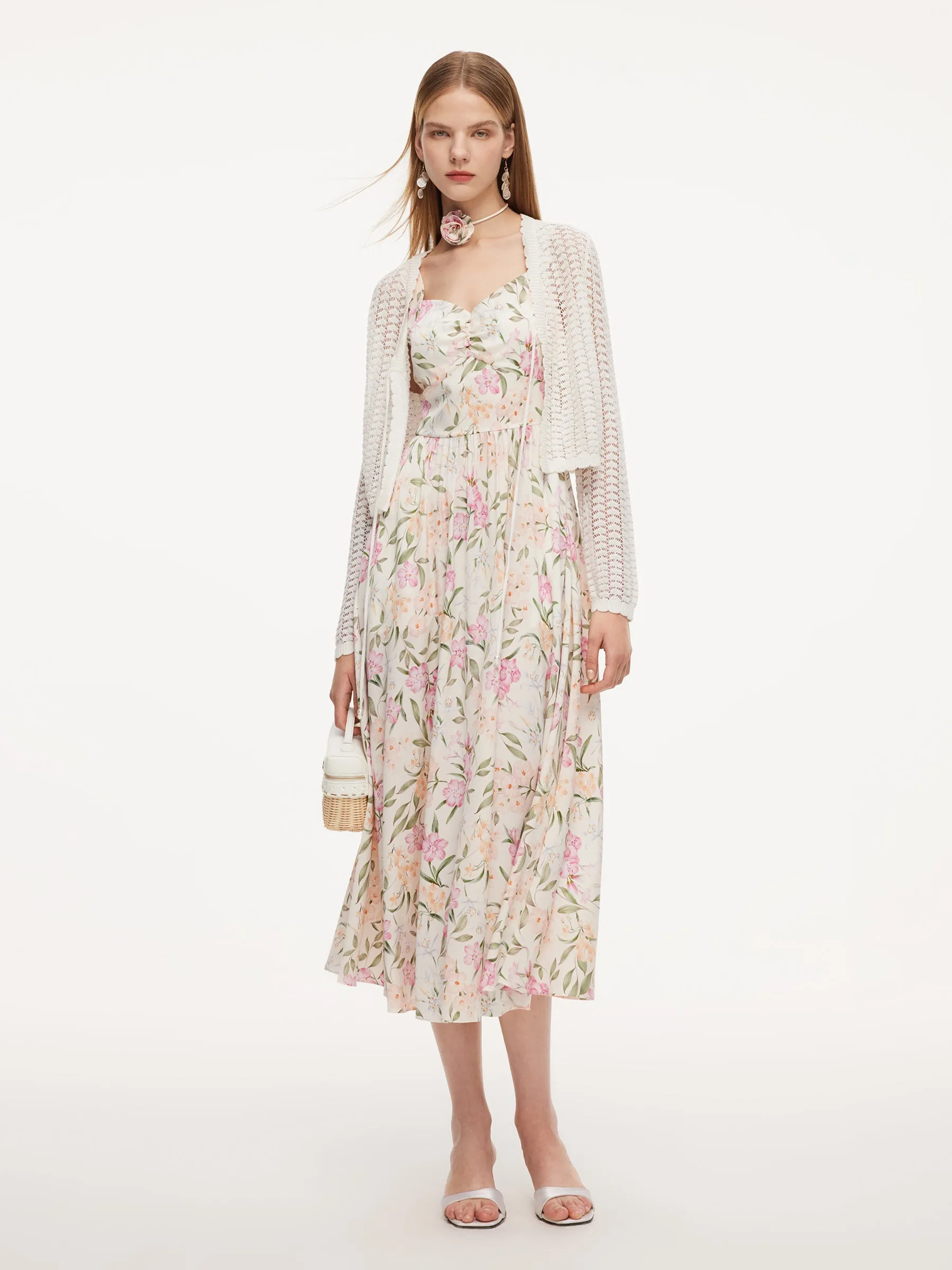 19MM Mulberry Silk Floral Print Women Maxi Dress With Ribbon sold by Goelia product image thumbnail 4