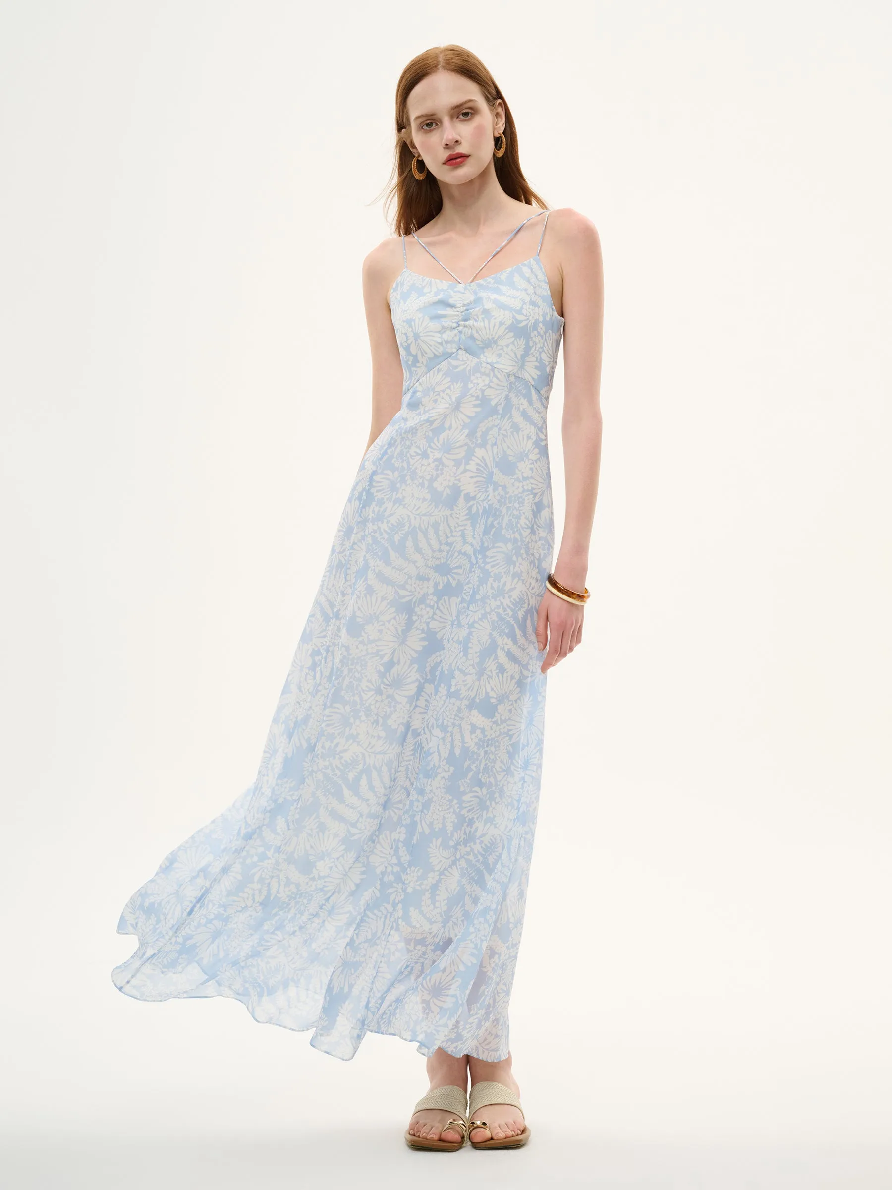 10MM Mulberry Silk Floral Print Women Strap Maxi Dress sold by Goelia product image thumbnail 2