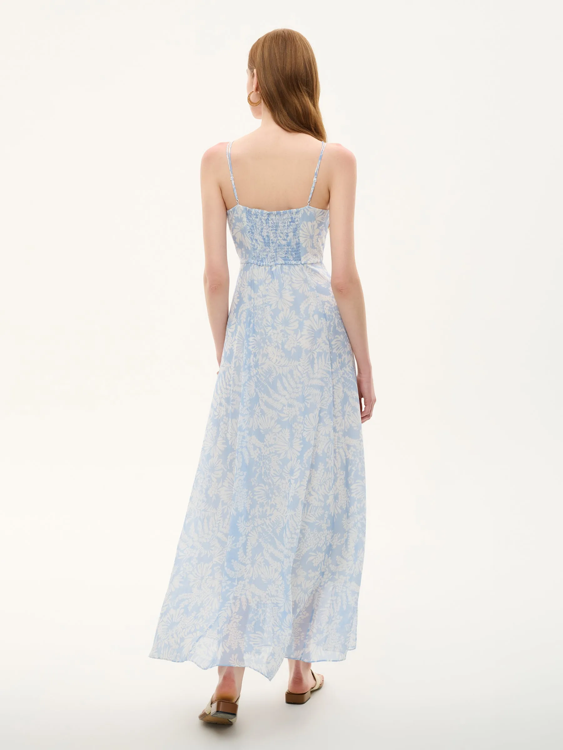 10MM Mulberry Silk Floral Print Women Strap Maxi Dress sold by Goelia product image thumbnail 3