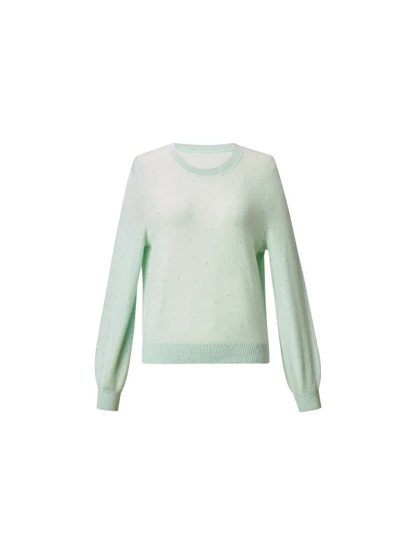 100% Cashmere Rhinestone Women Sweater made by Goelia