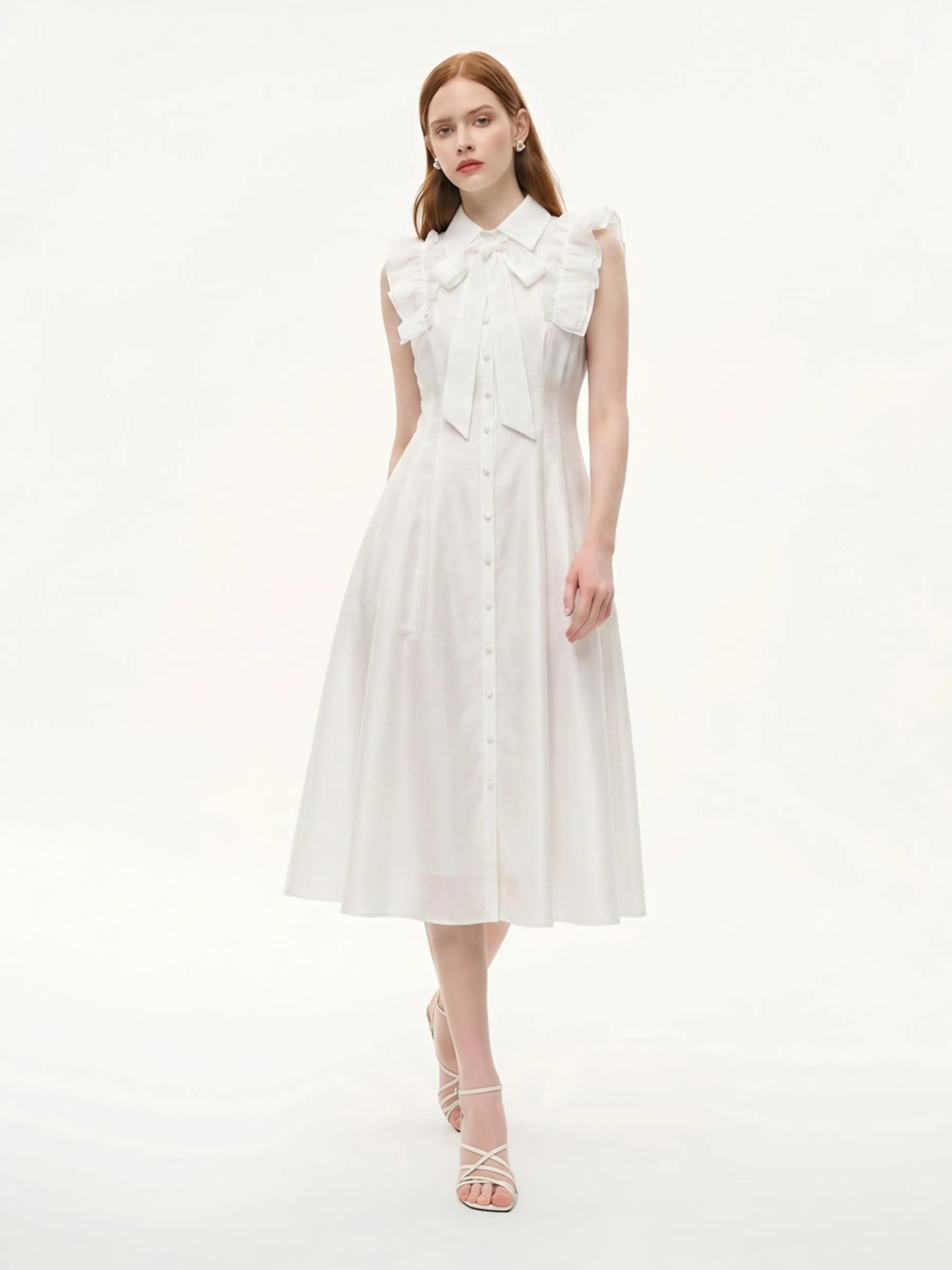 Lyocell Blend Ruffle Women Maxi Dress With Ribbon And 100% Cotton Lining sold by Goelia product image thumbnail 3