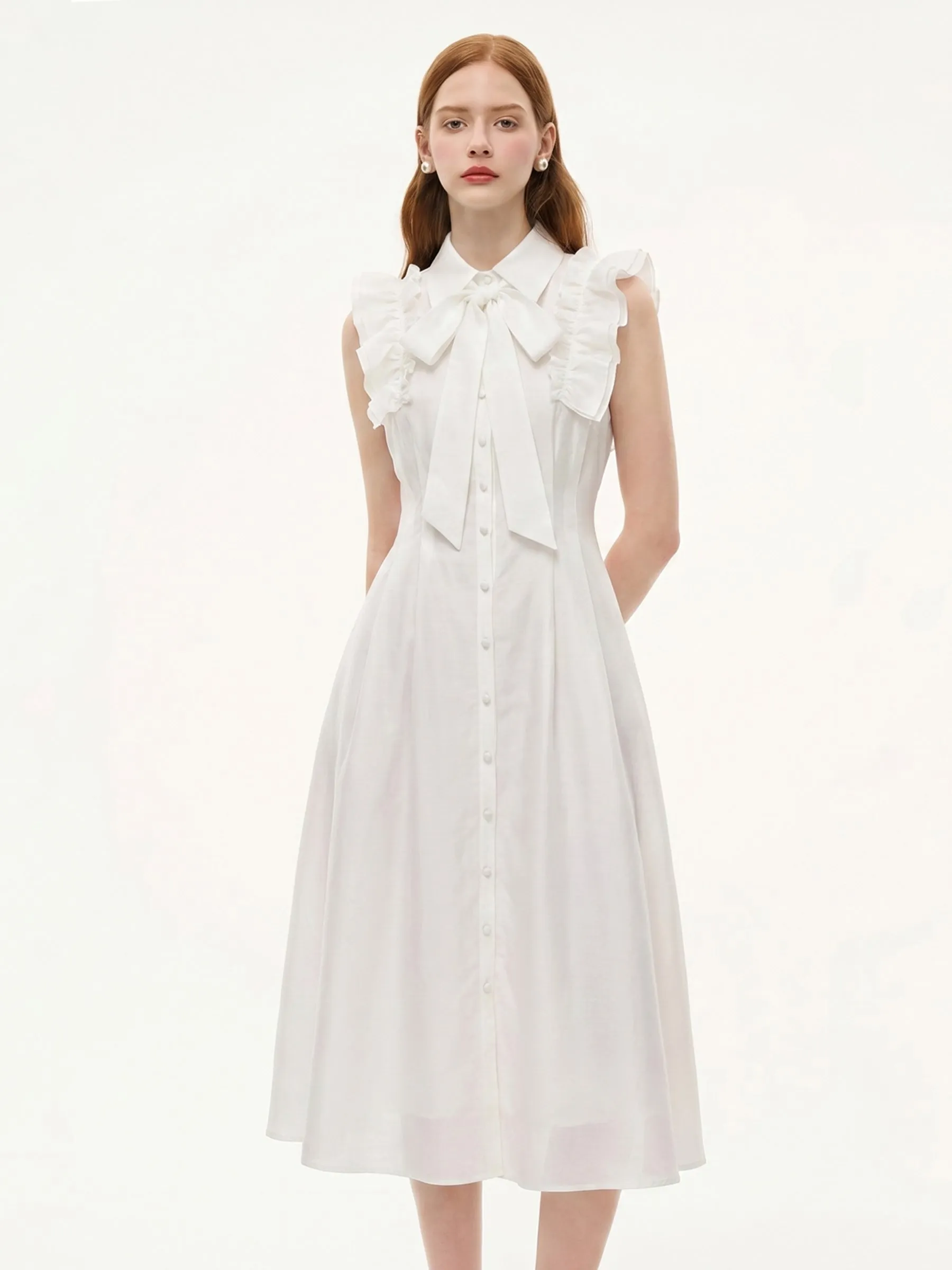 Lyocell Blend Ruffle Women Maxi Dress With Ribbon And 100% Cotton Lining sold by Goelia product image thumbnail 4