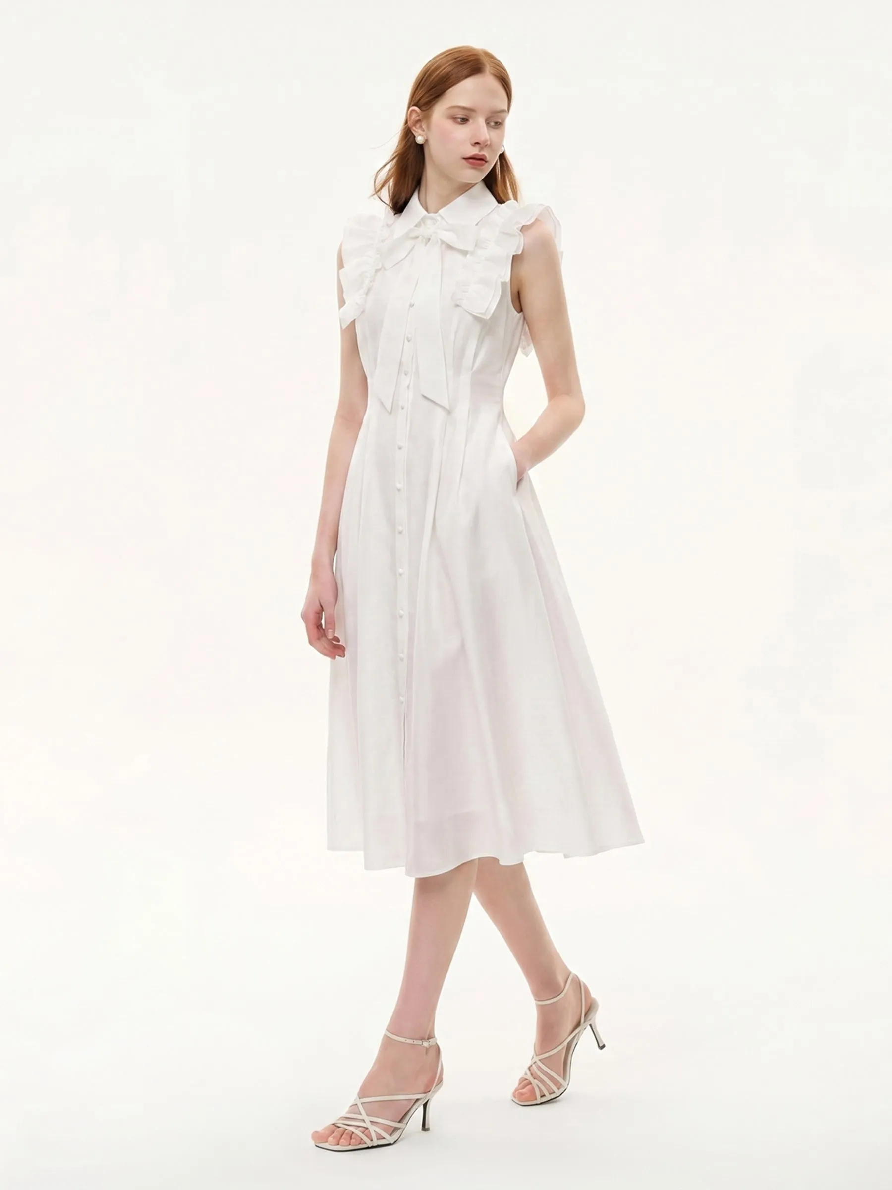 Lyocell Blend Ruffle Women Maxi Dress With Ribbon And 100% Cotton Lining sold by Goelia product image thumbnail 2