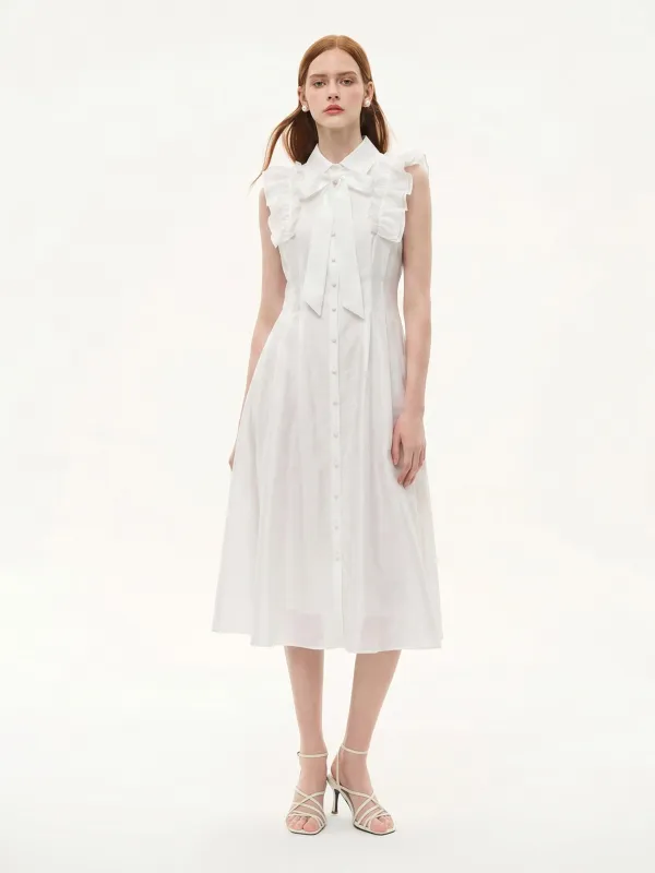 Lyocell Blend Ruffle Women Maxi Dress With Ribbon And 100% Cotton Lining made by Goelia