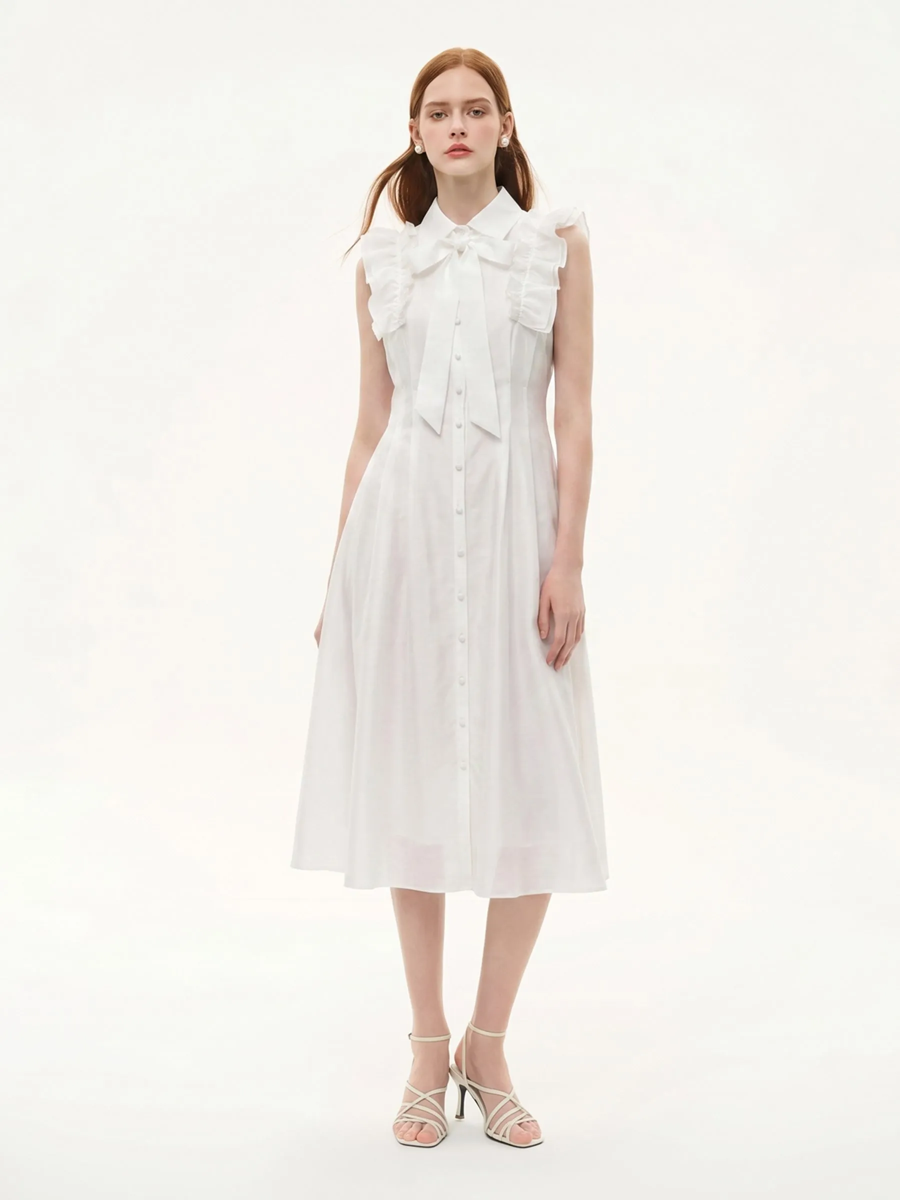 Lyocell Blend Ruffle Women Maxi Dress With Ribbon And 100% Cotton Lining sold by Goelia