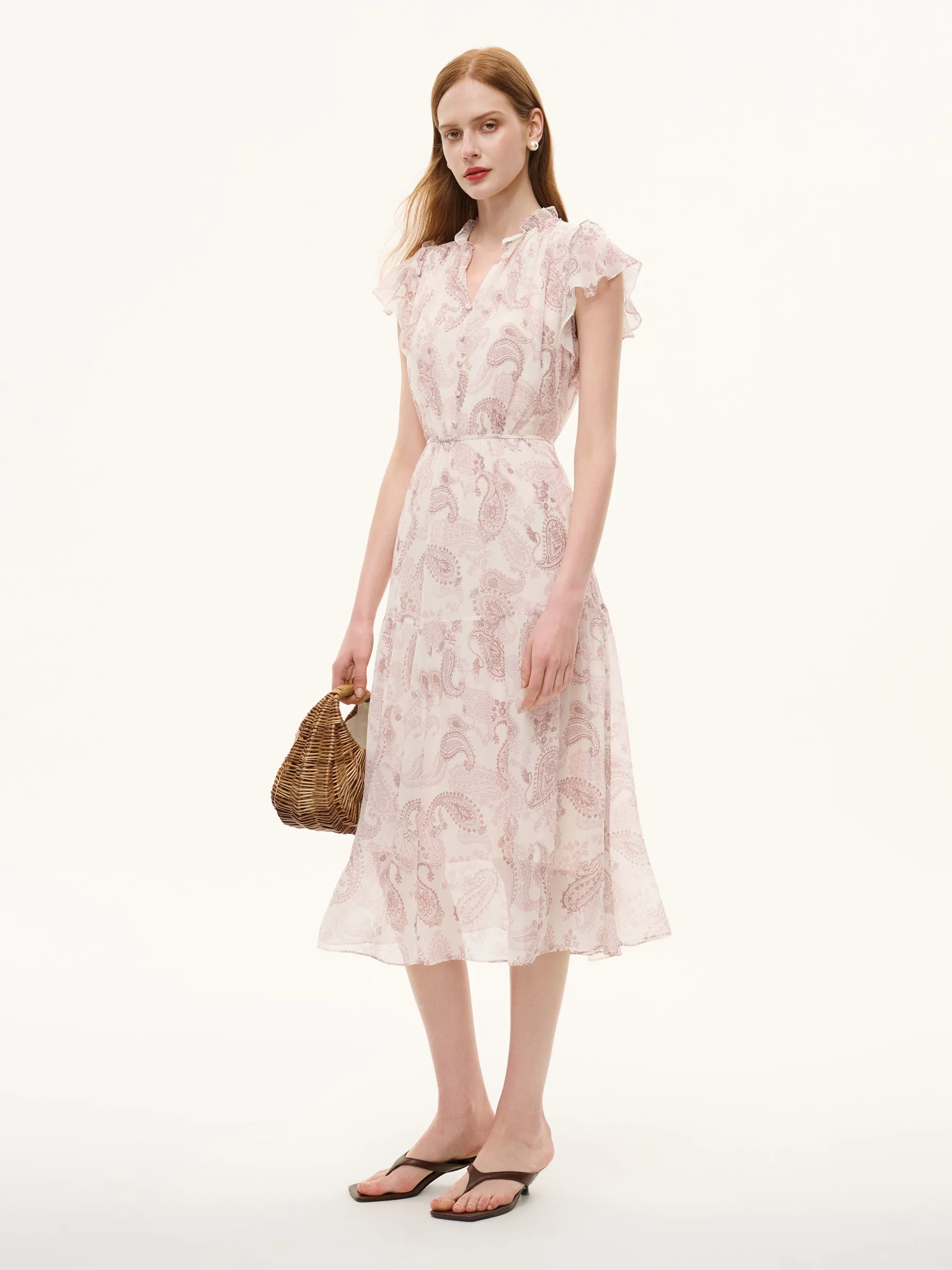 10MM Mulberry Silk Back Tie Paisley Print Women Maxi Dress sold by Goelia product image thumbnail 2