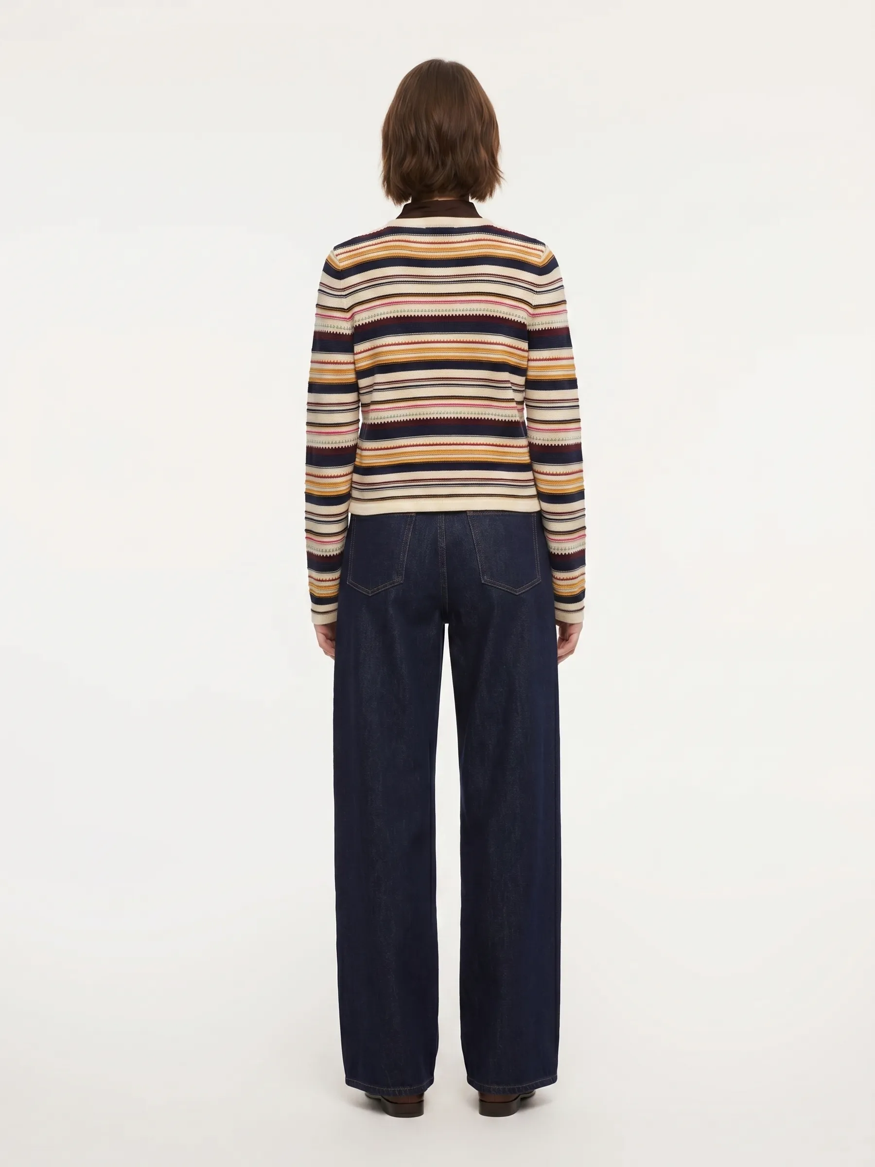 100% Cotton Multicolored Stripe Women Cardigan sold by Goelia product image thumbnail 4