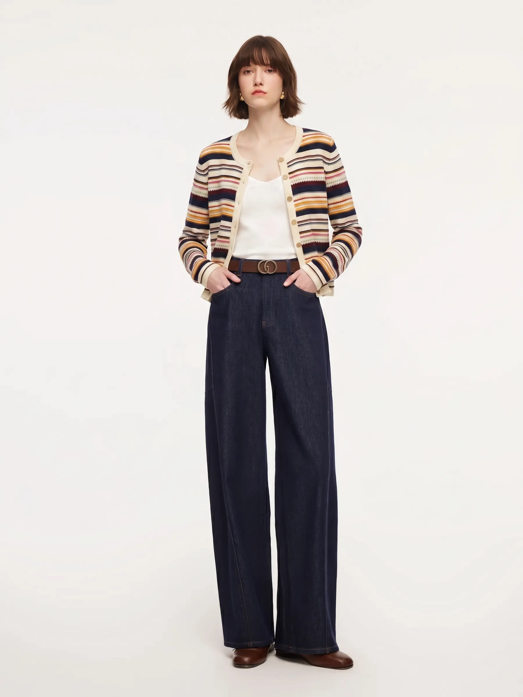 100% Cotton Multicolored Stripe Women Cardigan sold by Goelia product image thumbnail 2