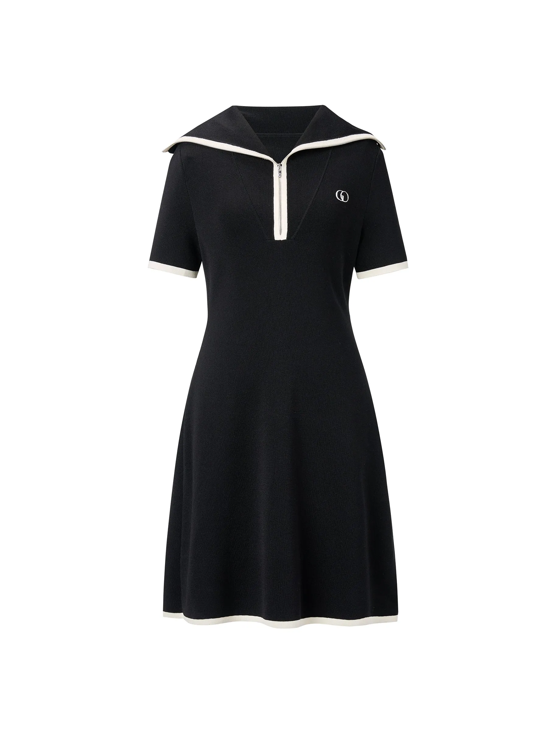 Lyocell Blend Contrast Trim Half-Zip Women Knit Mini Dress sold by Goelia product image thumbnail 3