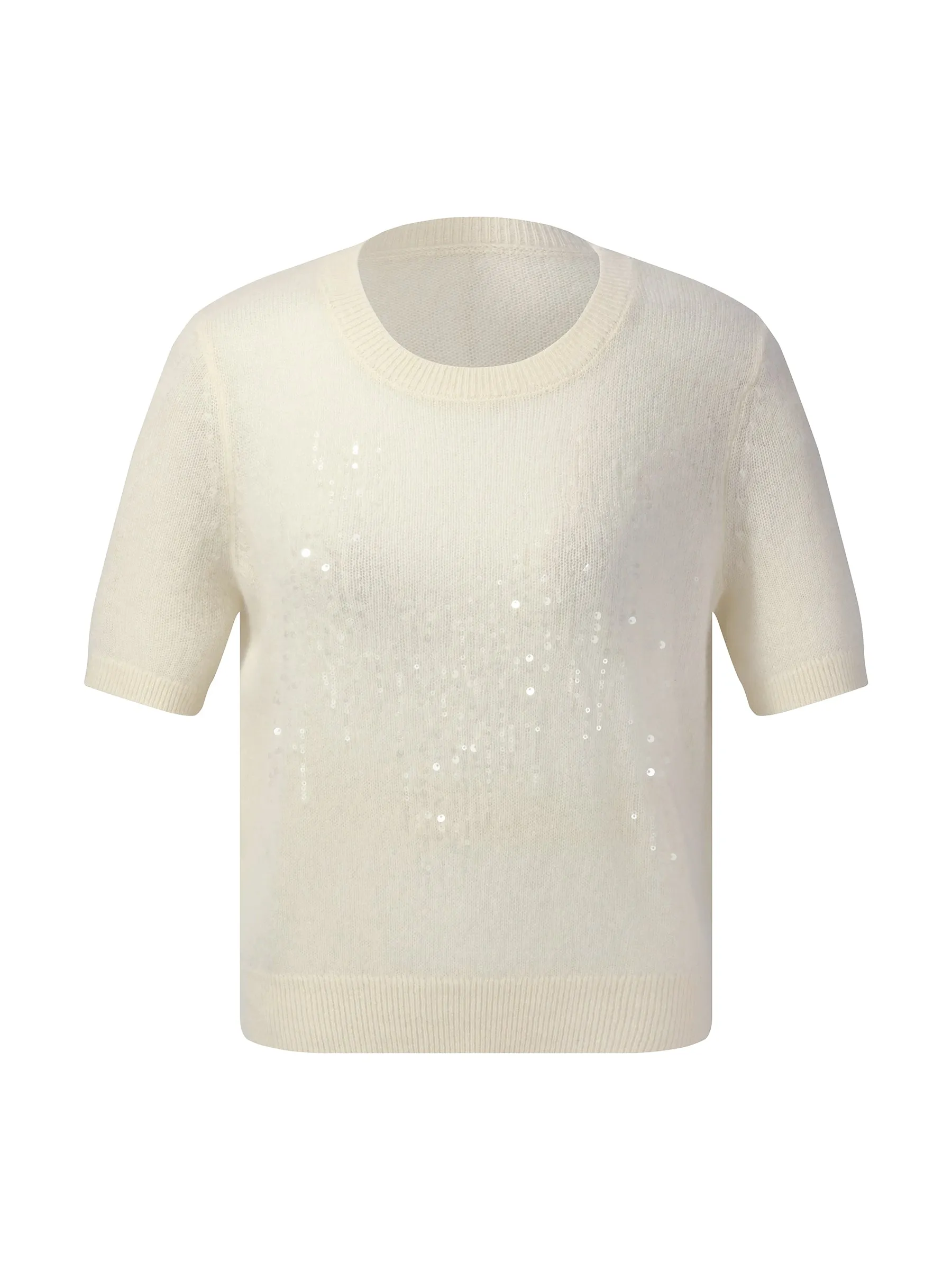 100% Cashmere Sequins Women Knit Top sold by Goelia