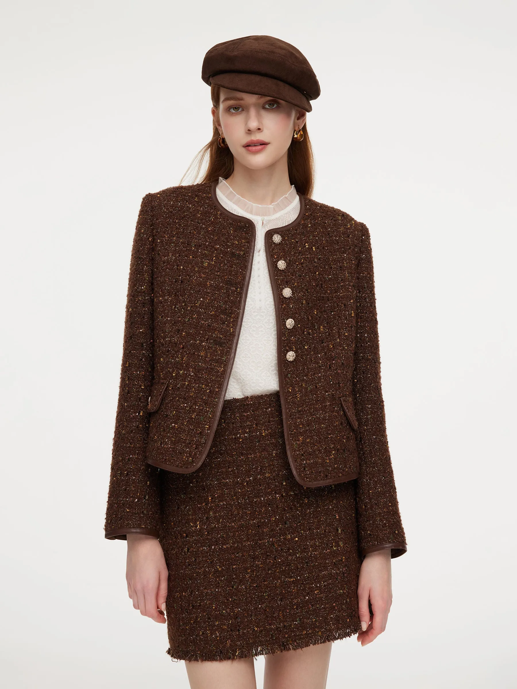 Wool Blend Tweed Sequins Women Jacket sold by Goelia