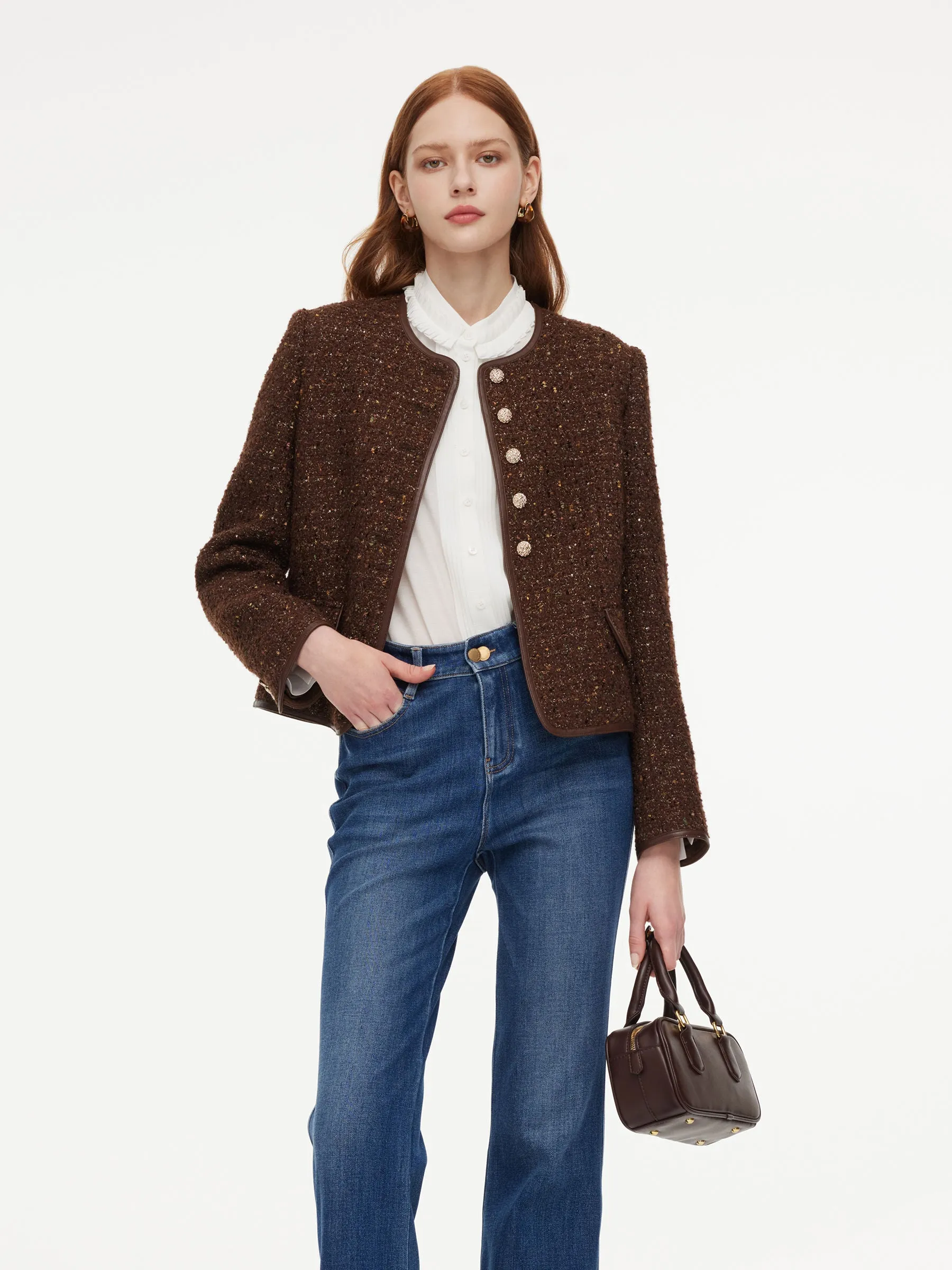 Wool Blend Tweed Sequins Women Jacket sold by Goelia product image thumbnail 3