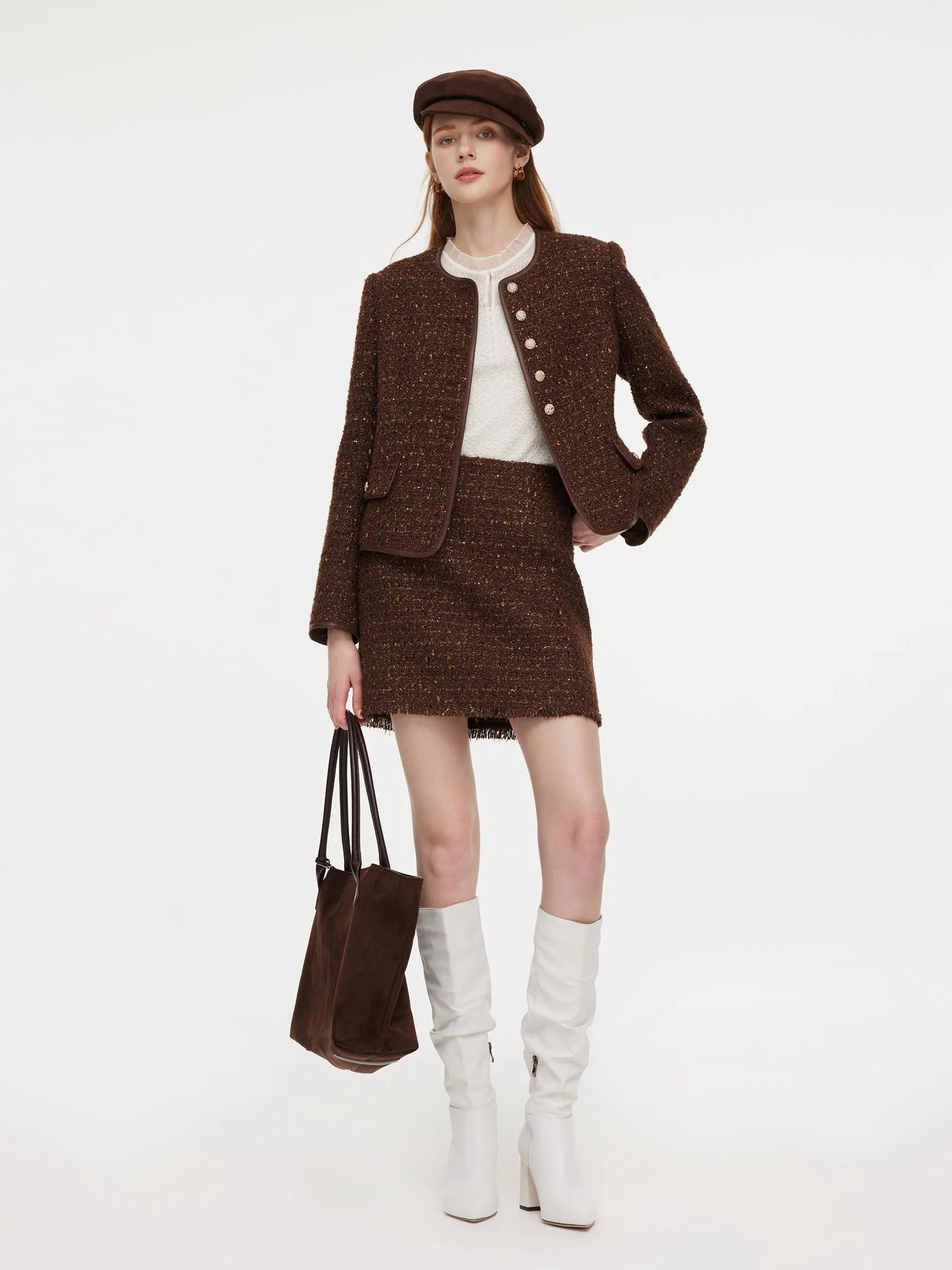 Wool Blend Tweed Sequins Women Jacket sold by Goelia product image thumbnail 2