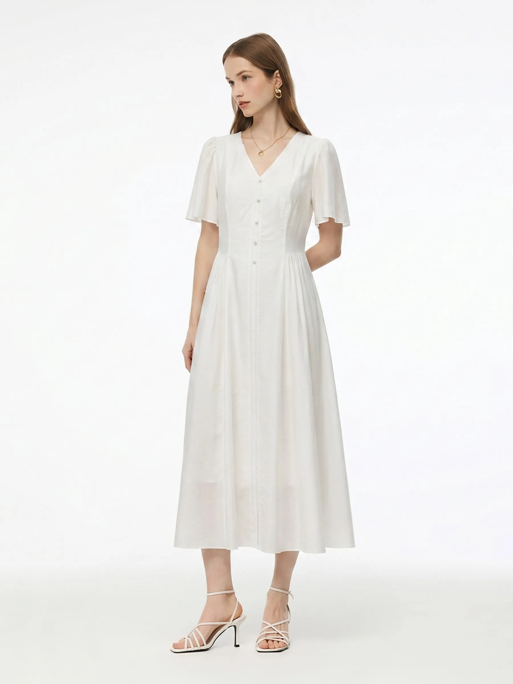 Tencel Blend V-Neck Women Maxi Dress sold by Goelia product image thumbnail 4