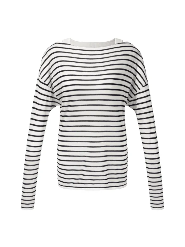 [Preview] Triacetate Tencel Blend Stripe Boat Neck Top And Tank Top Two-Piece Set made by Goelia