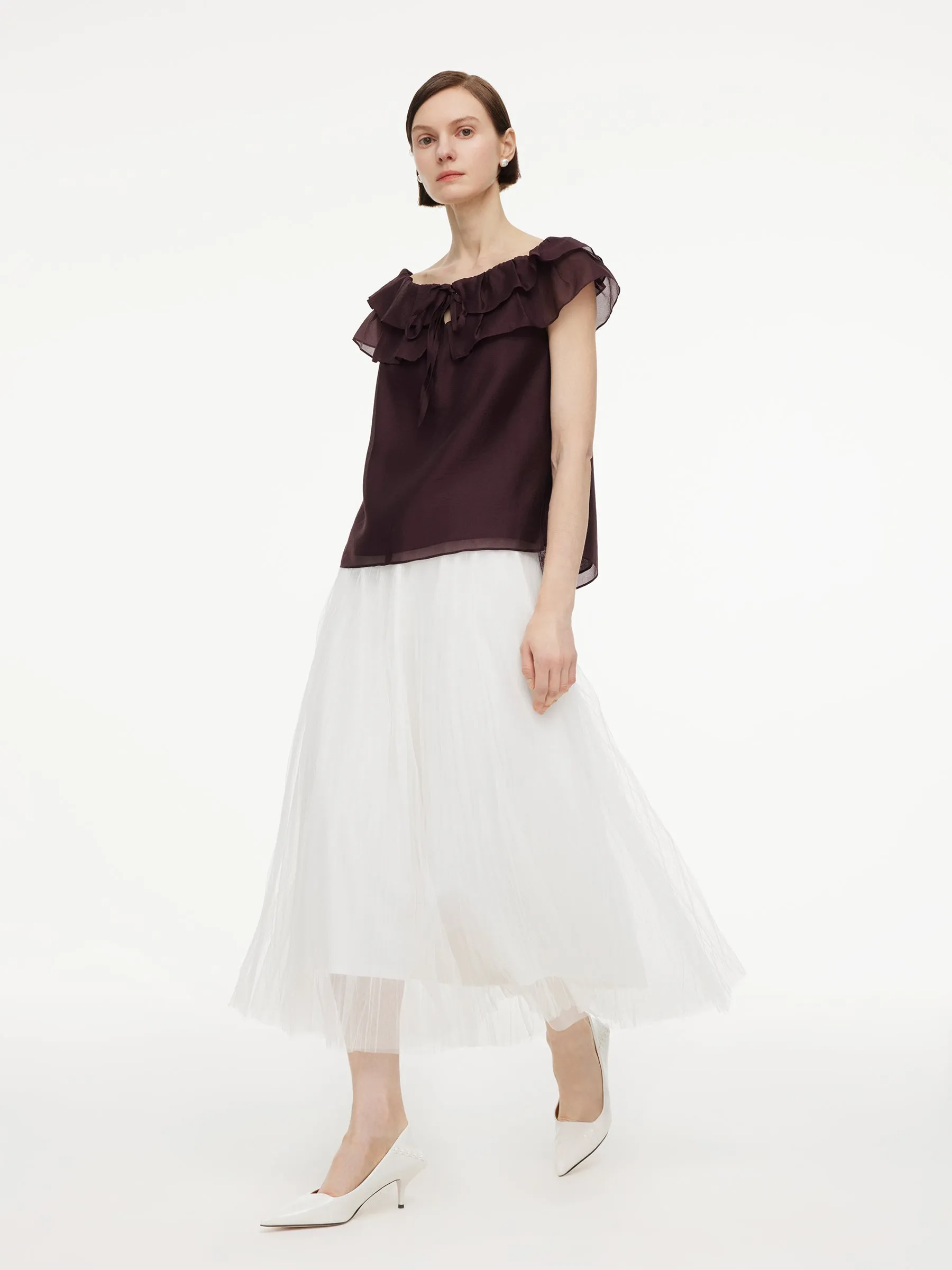 Convertible Ruffle Neck Women Top sold by Goelia product image thumbnail 2