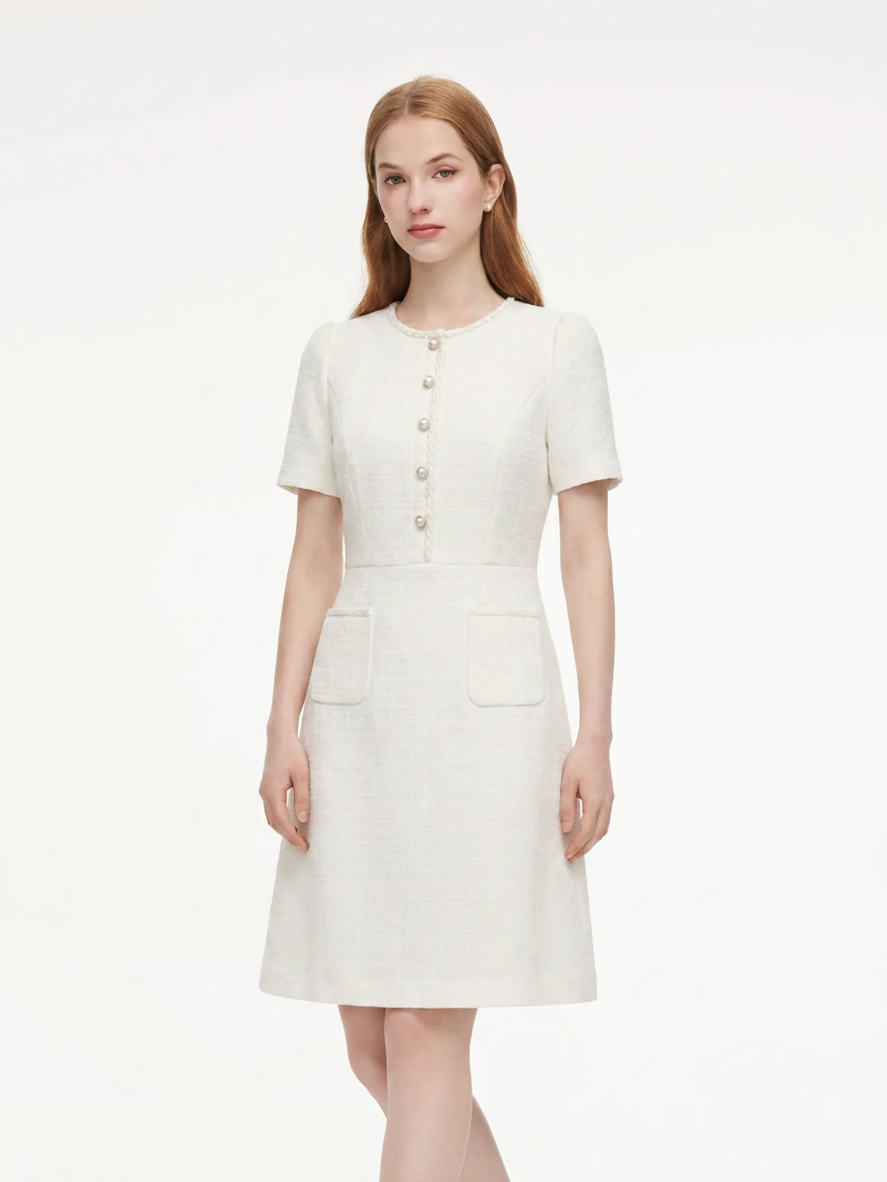 Tweed Round Neck Women Mini Dress sold by Goelia product image thumbnail 4