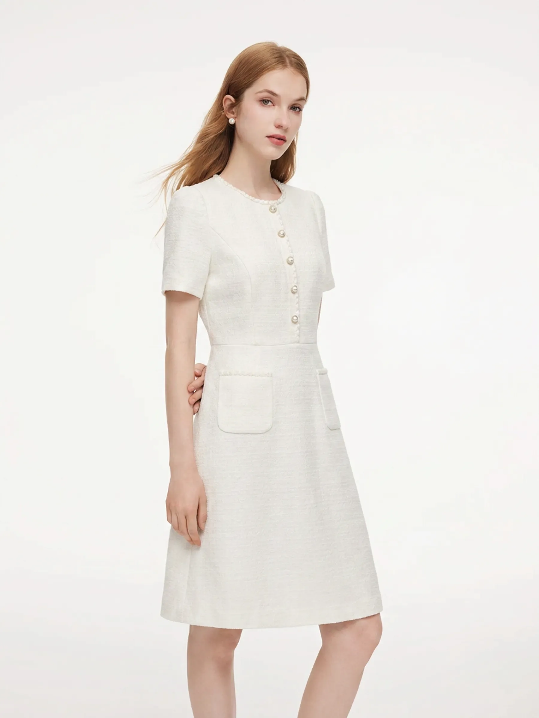 Tweed Round Neck Women Mini Dress sold by Goelia product image thumbnail 3