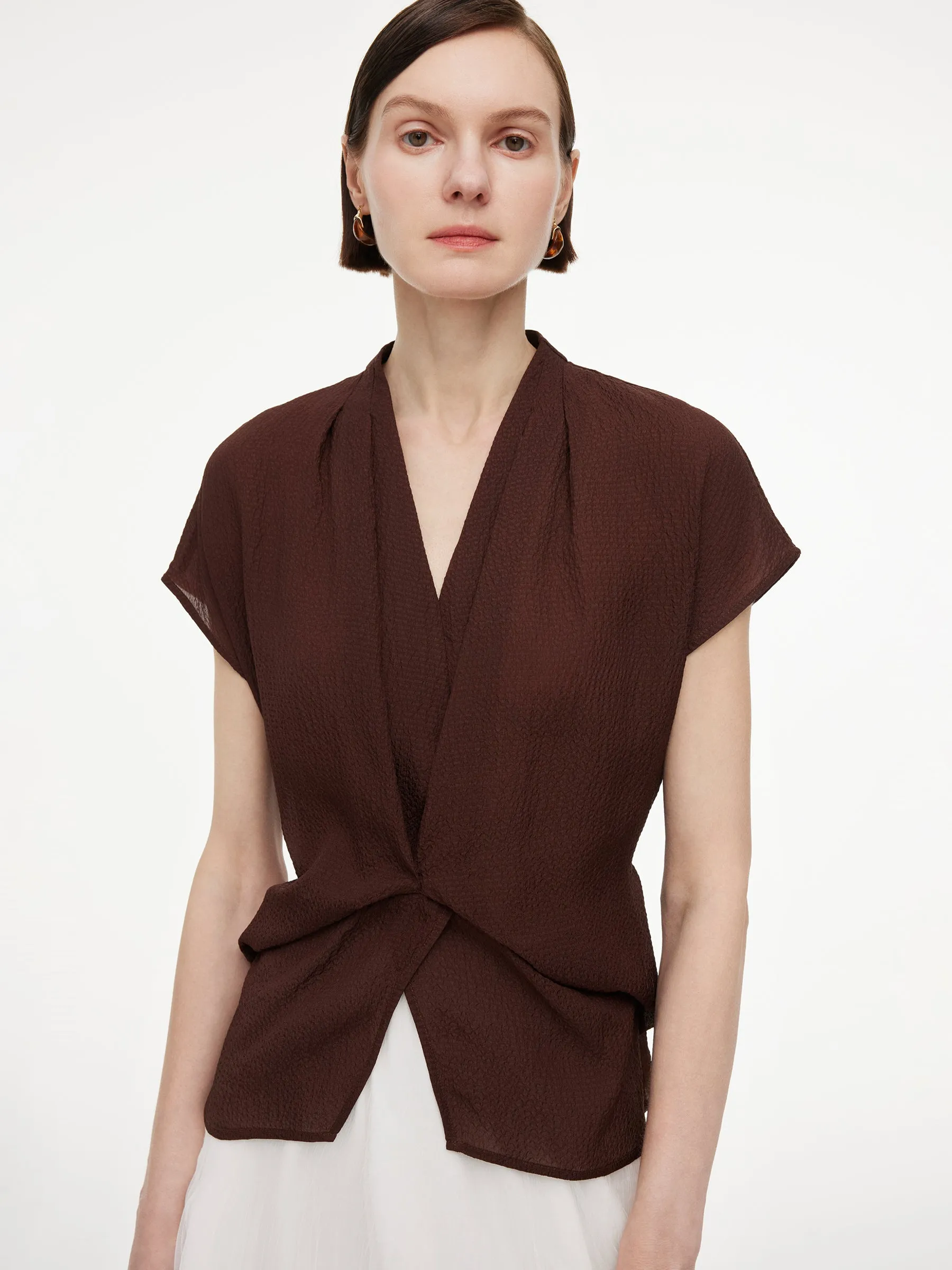 10.5MM Mulberry Silk V-Neck Twist Front Women Blouse sold by Goelia product image thumbnail 5