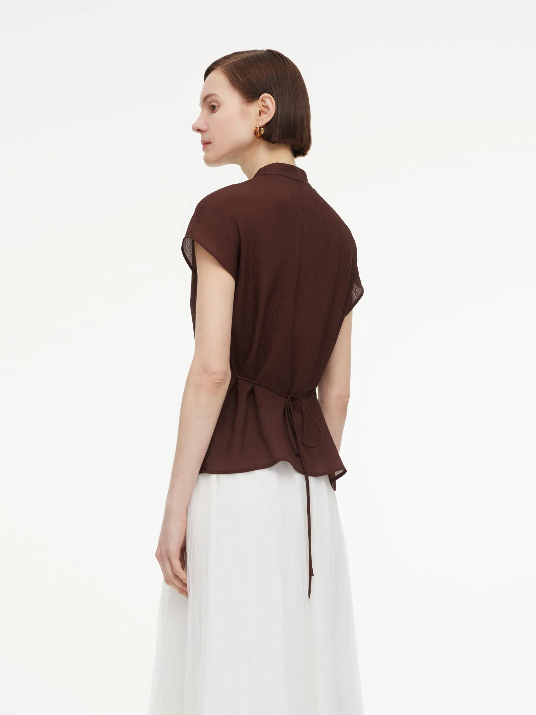 10.5MM Mulberry Silk V-Neck Twist Front Women Blouse sold by Goelia product image thumbnail 3