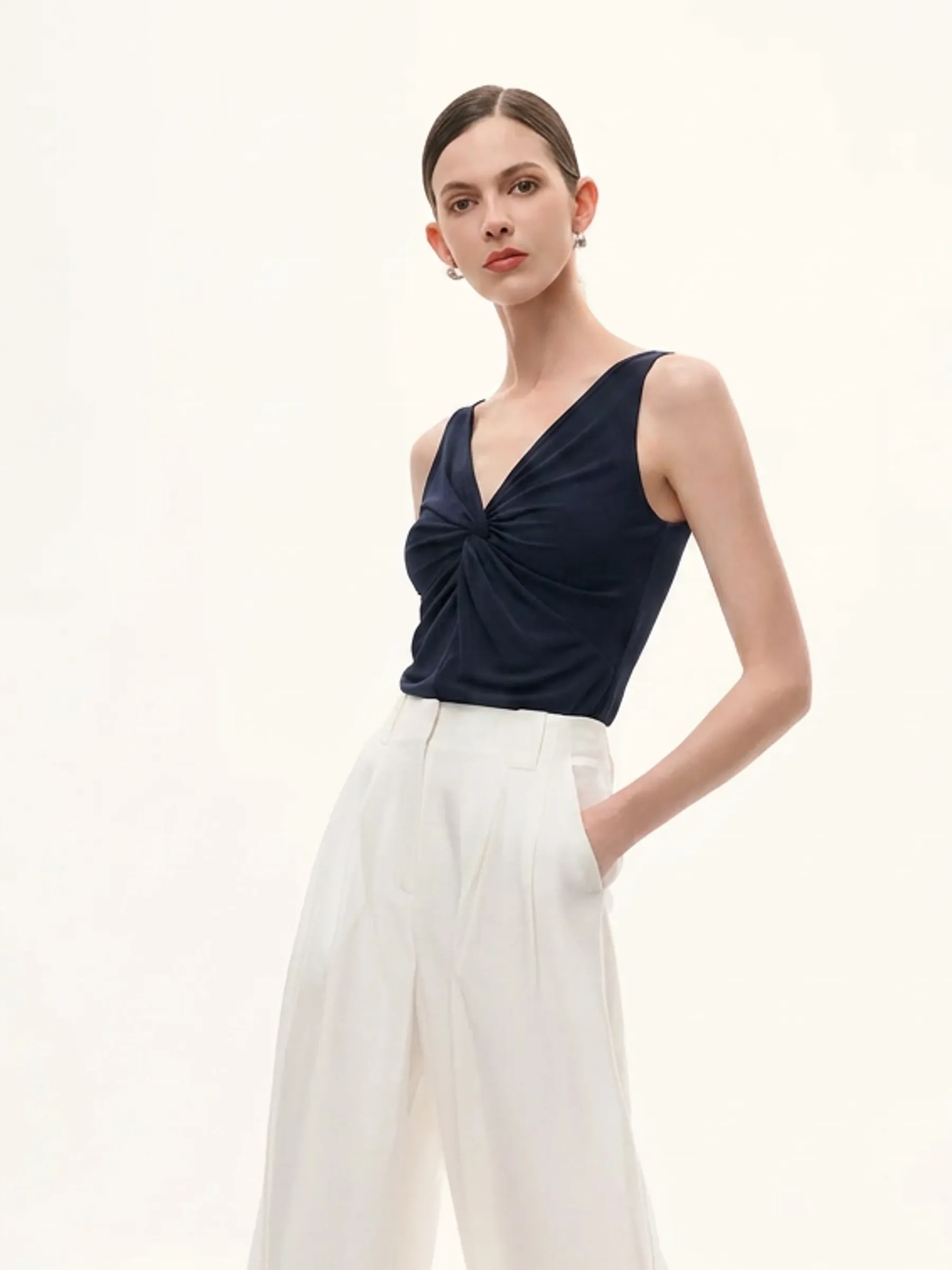 Twist Front Women Knit Tank Top sold by Goelia