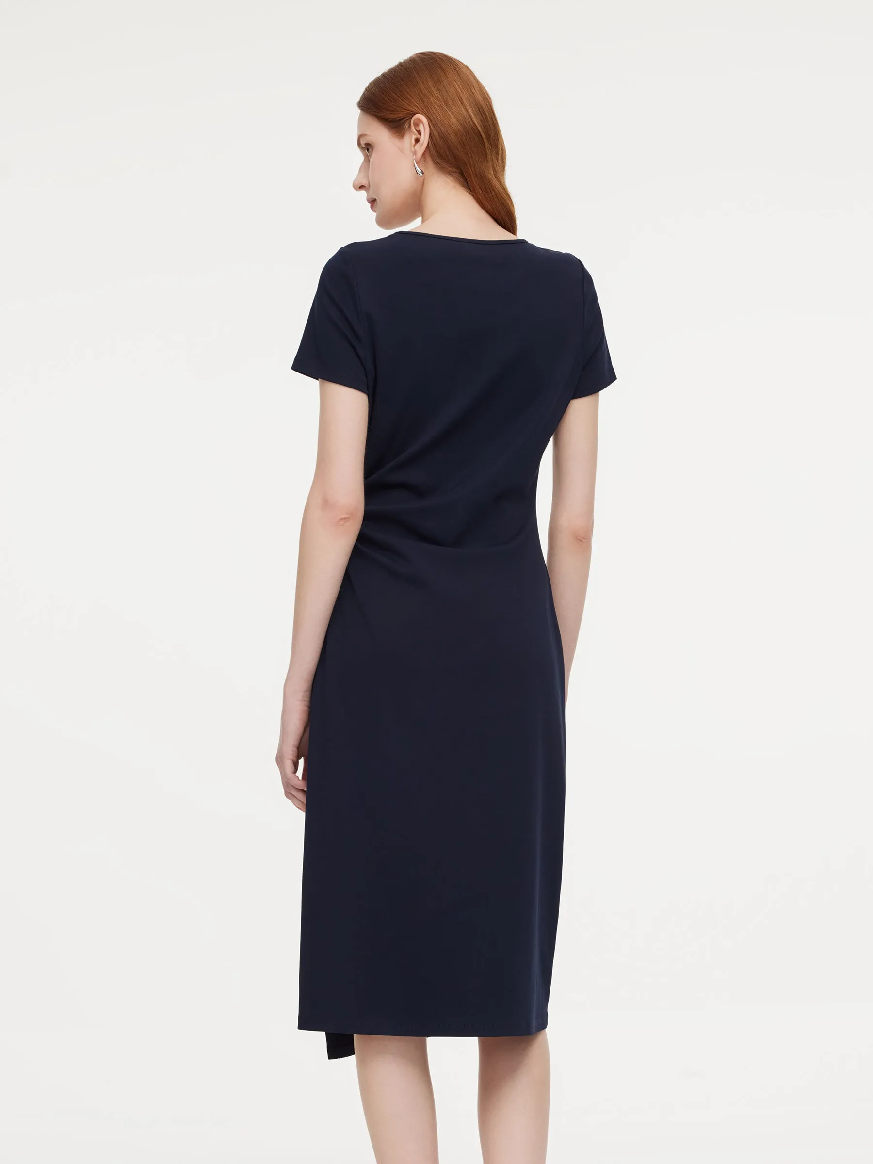 Stripe Scarf Neck Women Slit Knit Midi Dress sold by Goelia product image thumbnail 3