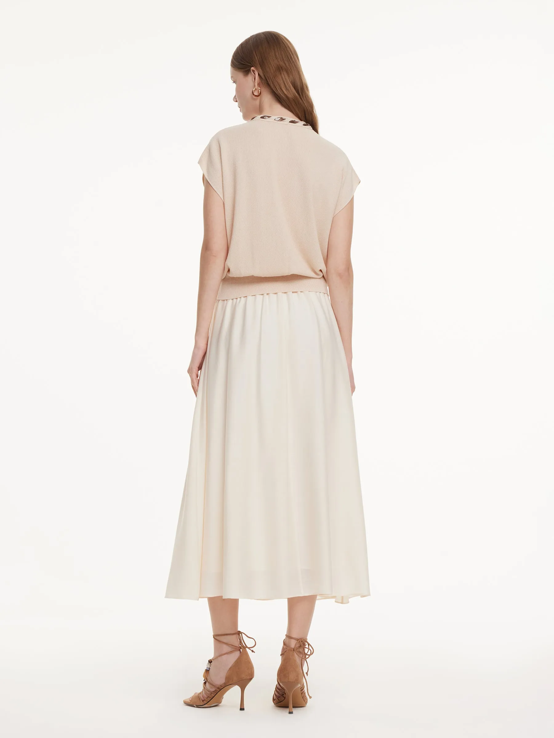 Silky Scarf Neck Knit Top And Acetate Blend Skirt Two-Piece Set sold by Goelia product image thumbnail 5