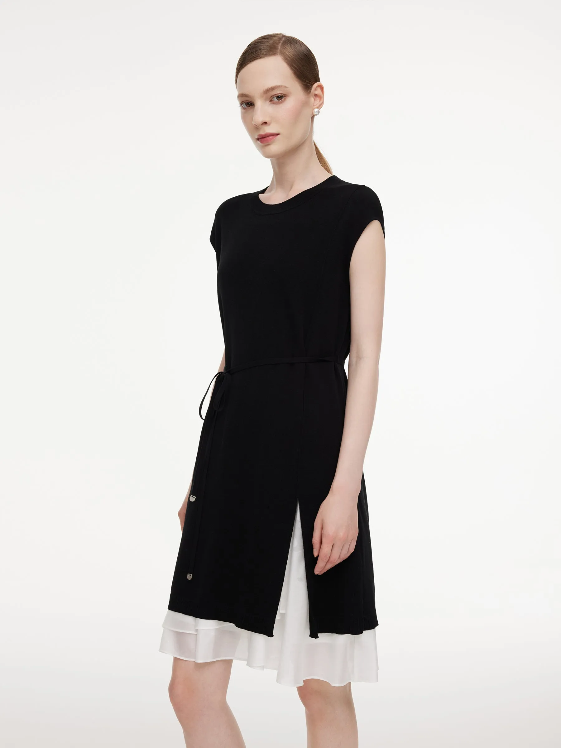 Tencel Blend Knit Two-Piece Dress Set With Slip Inner & Belt sold by Goelia product image thumbnail 5