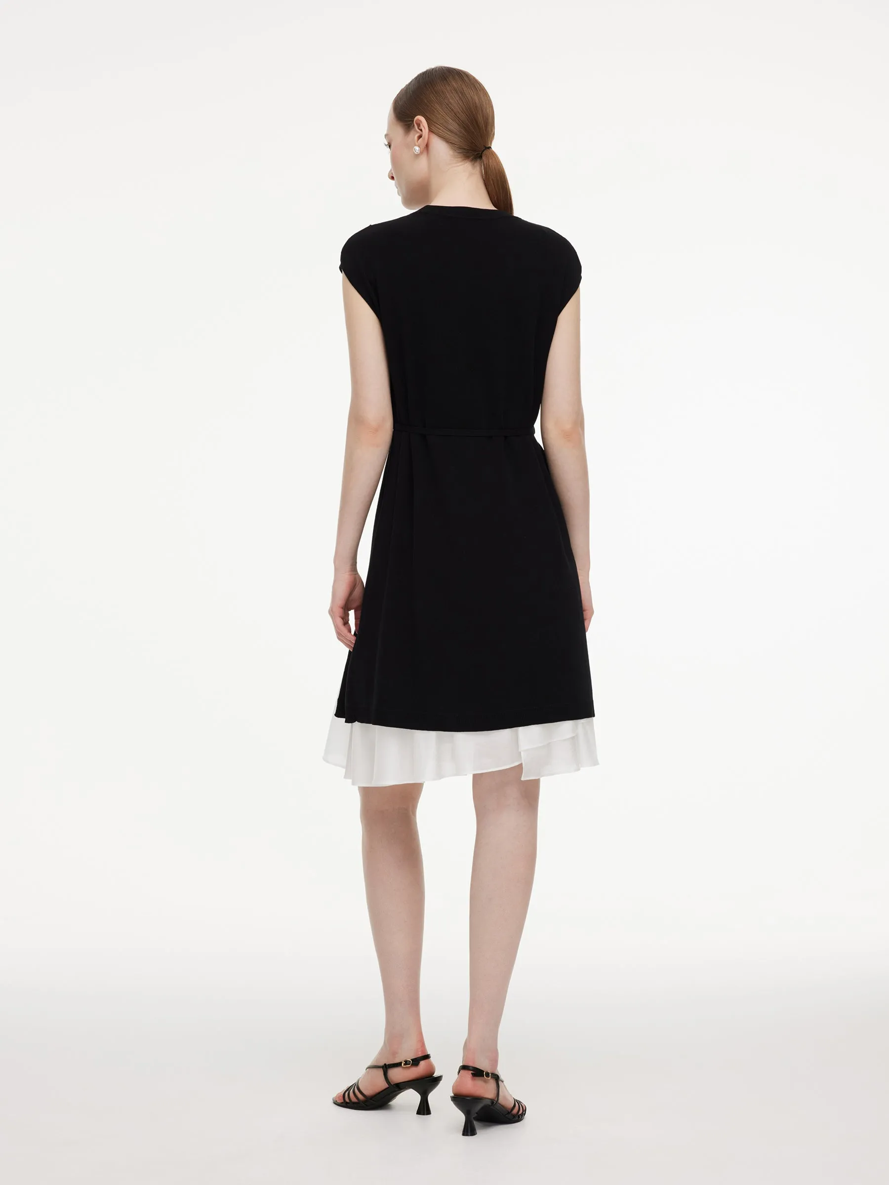 Tencel Blend Knit Two-Piece Dress Set With Slip Inner & Belt sold by Goelia product image thumbnail 3