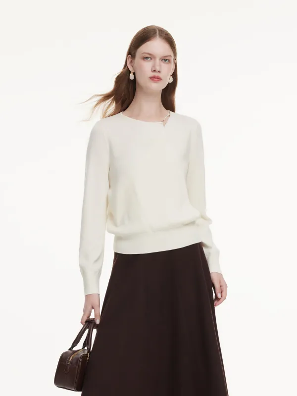Lyocell Wool Blend Asymmetrical Neck Women Knit Top made by Goelia