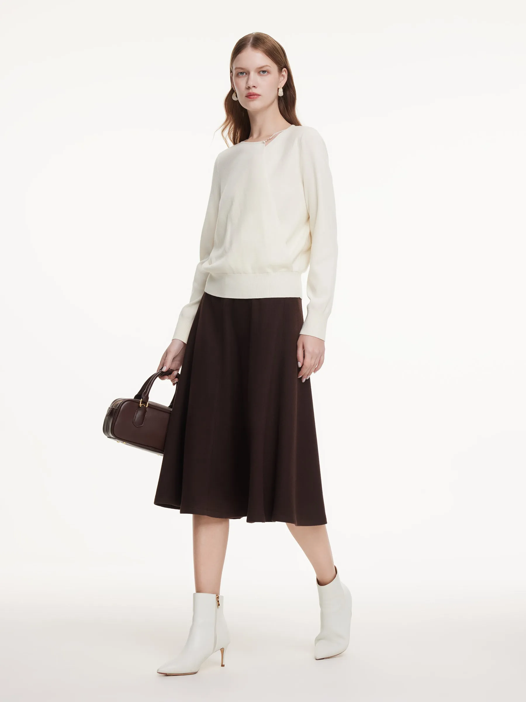 Lyocell Wool Blend Asymmetrical Neck Women Knit Top sold by Goelia product image thumbnail 2