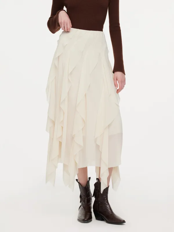 Cascading Ruffle Asymmetrical Women Skirt made by Goelia