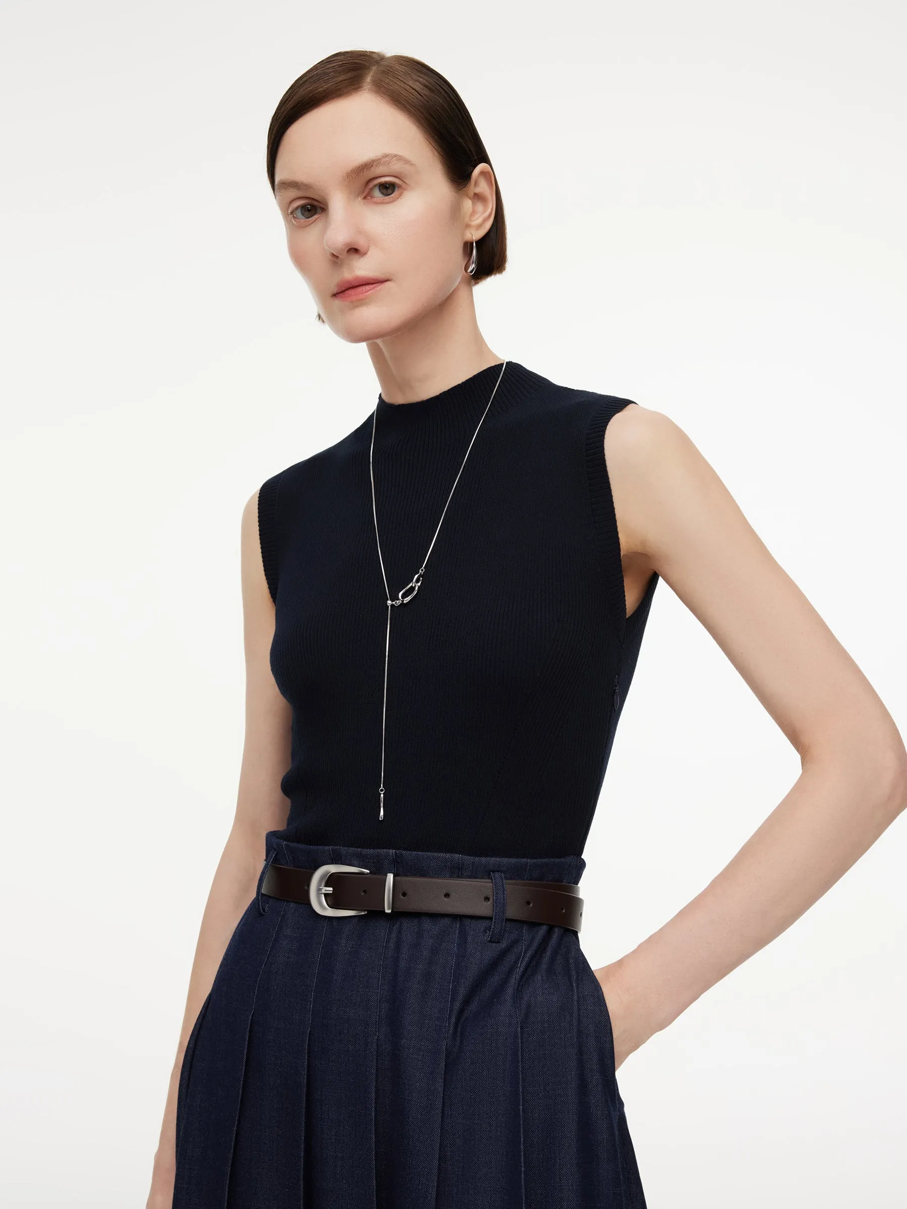 Lyocell Blend Patchwork Women Sleeveless Maxi Dress With Belt sold by Goelia product image thumbnail 5